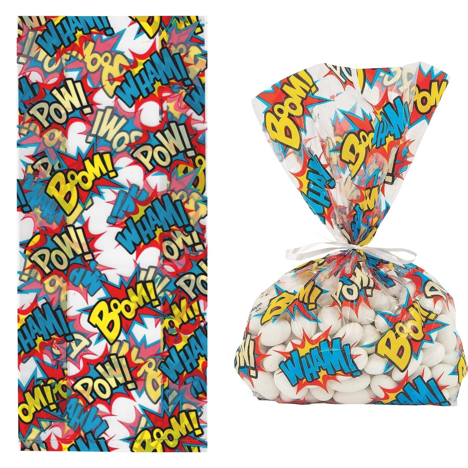 Comic Superhero Cellophane Treat Bags (Pack of 12)