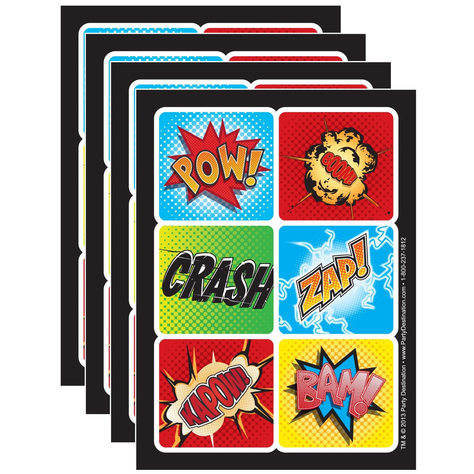 Superhero Stickers (4 Sheets) Superhero (Boys) Boys Birthday Party Supplies Discount Party