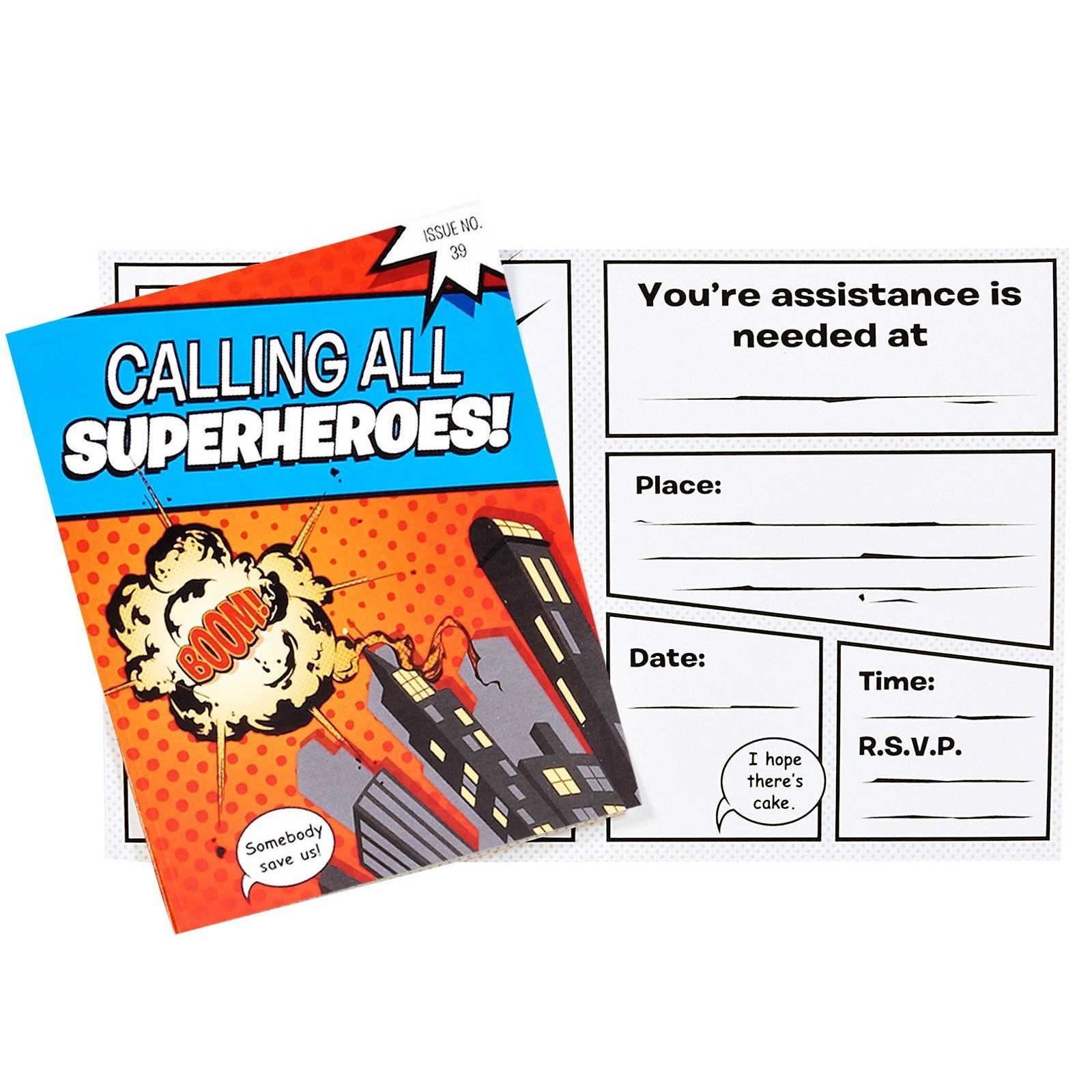Superhero Party Invitations (Pack of 8)
