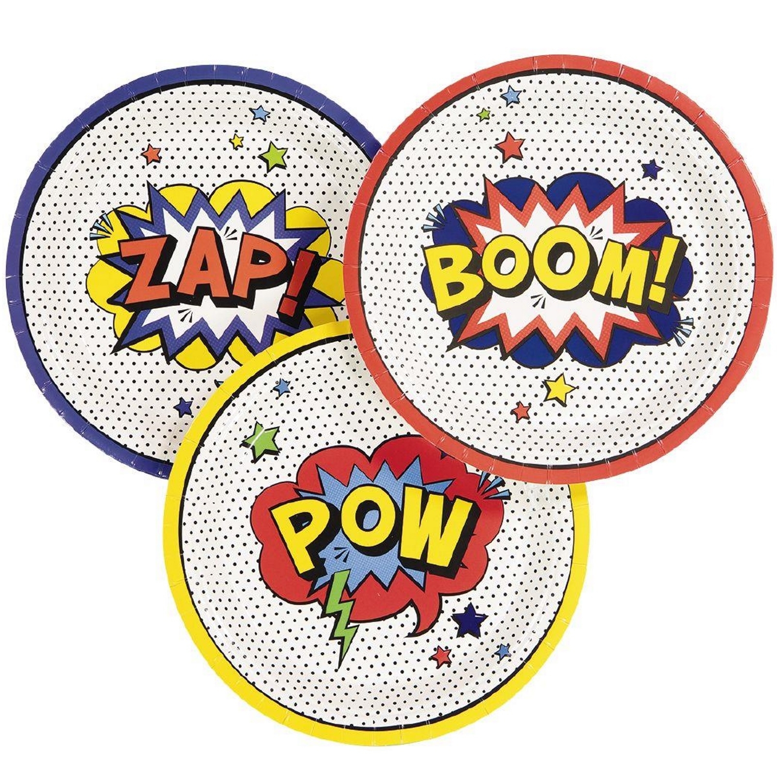 Superhero Large Paper Plates (Assorted Pack of 8)