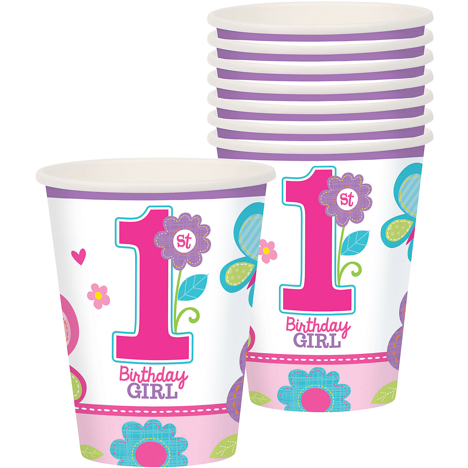 Sweet Birthday Girl Paper Cups (Value Pack of 18)