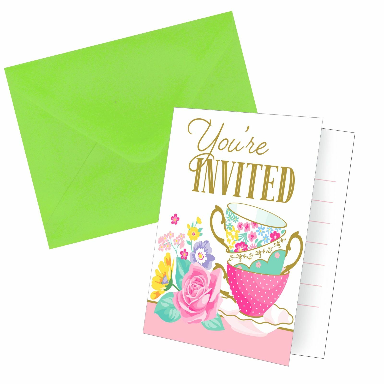 Floral Tea Party Invitations (Pack of 8)