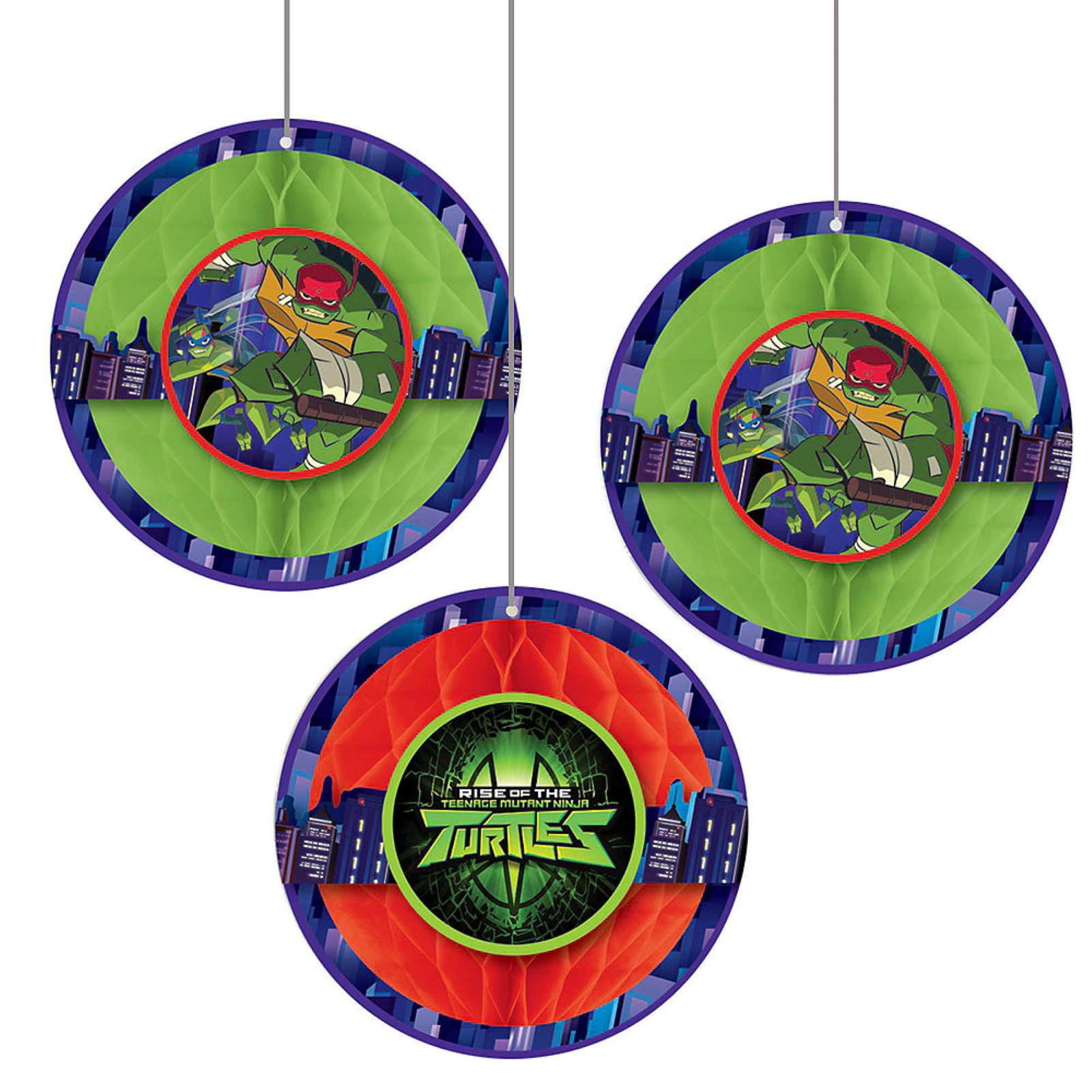 Rise of the Teenage Mutant Ninja Turtles Honeycomb Decorations (Pack of 3)