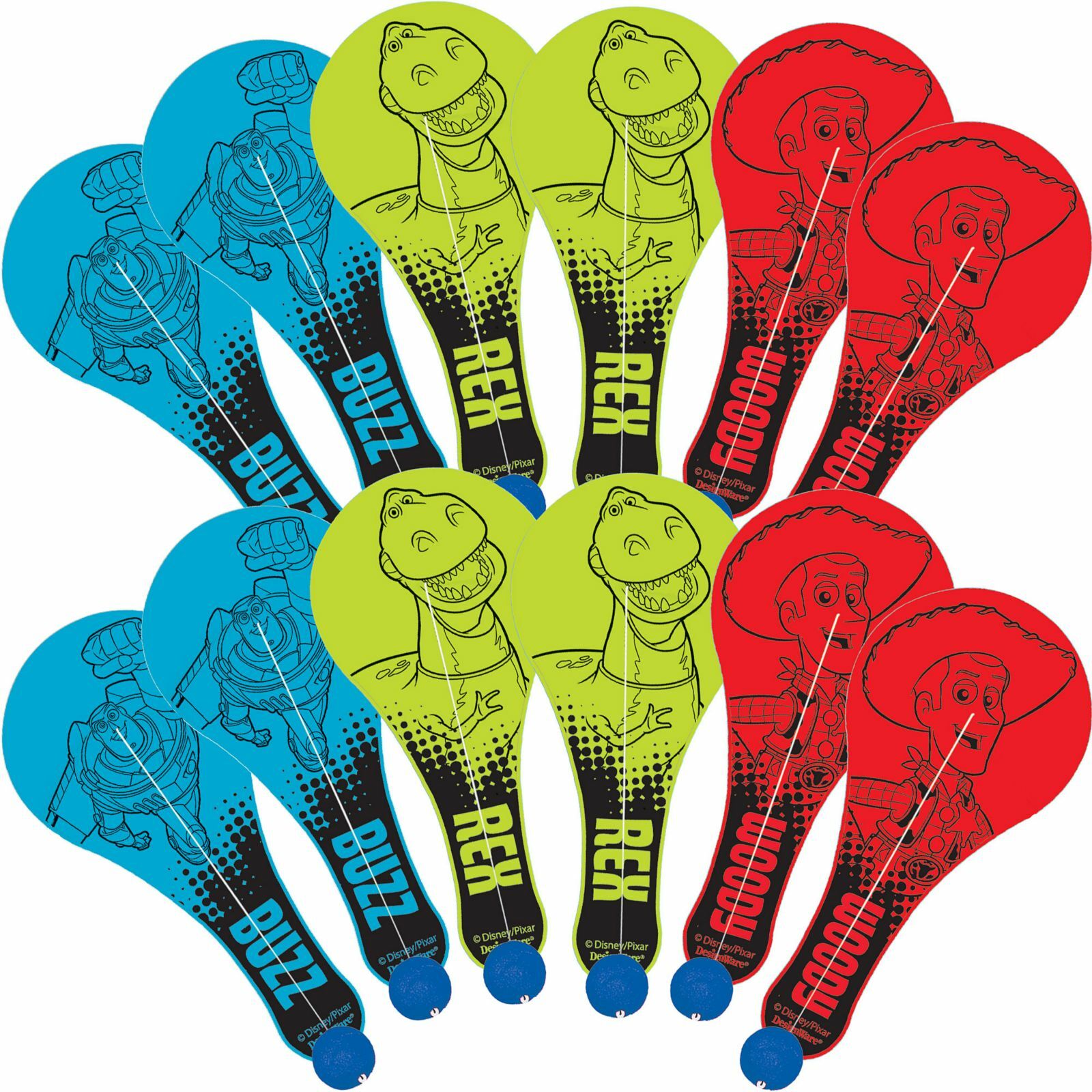Toy Story Mini Paddleball Toys (Pack of 12)