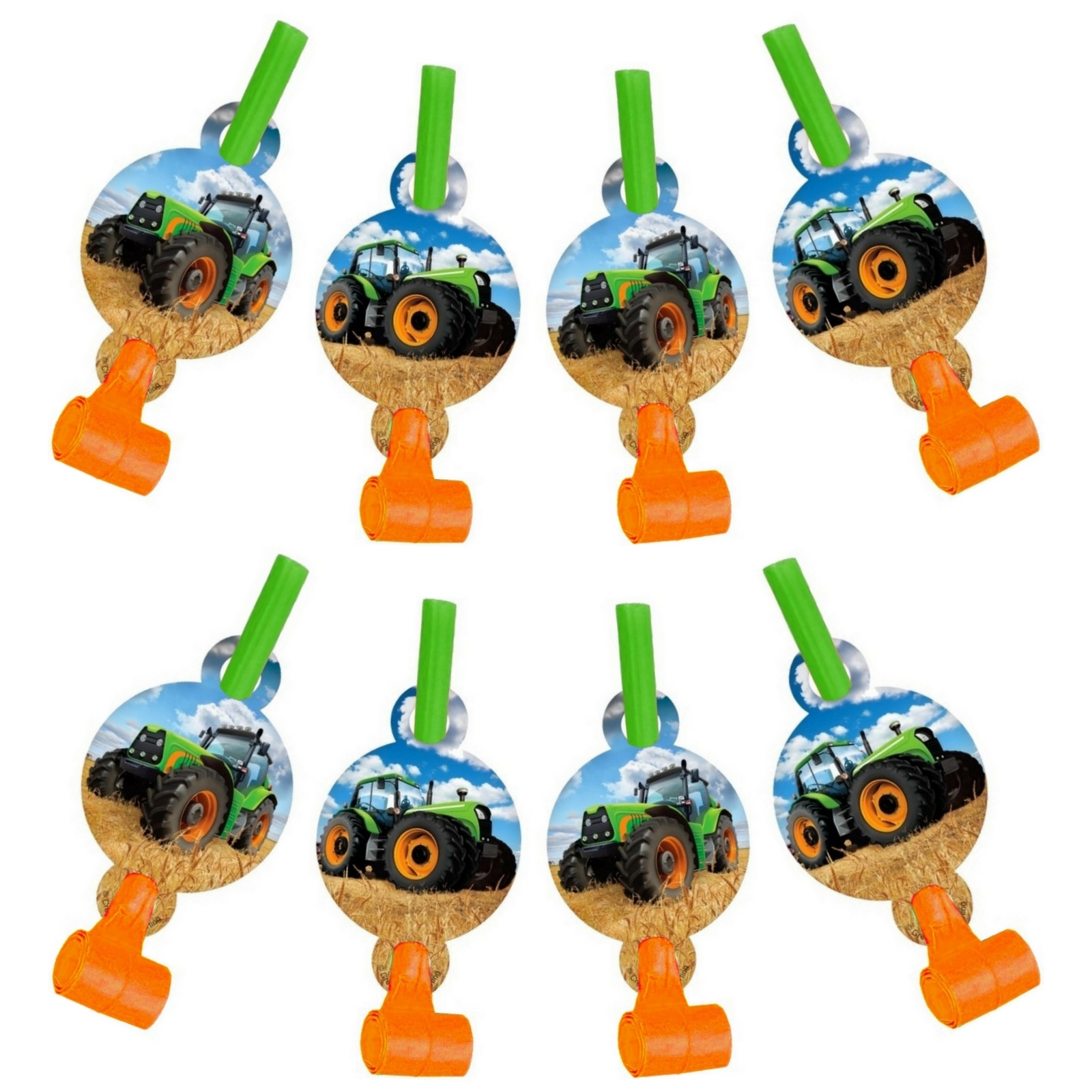 Tractor Time Party Blowers (Pack of 8)