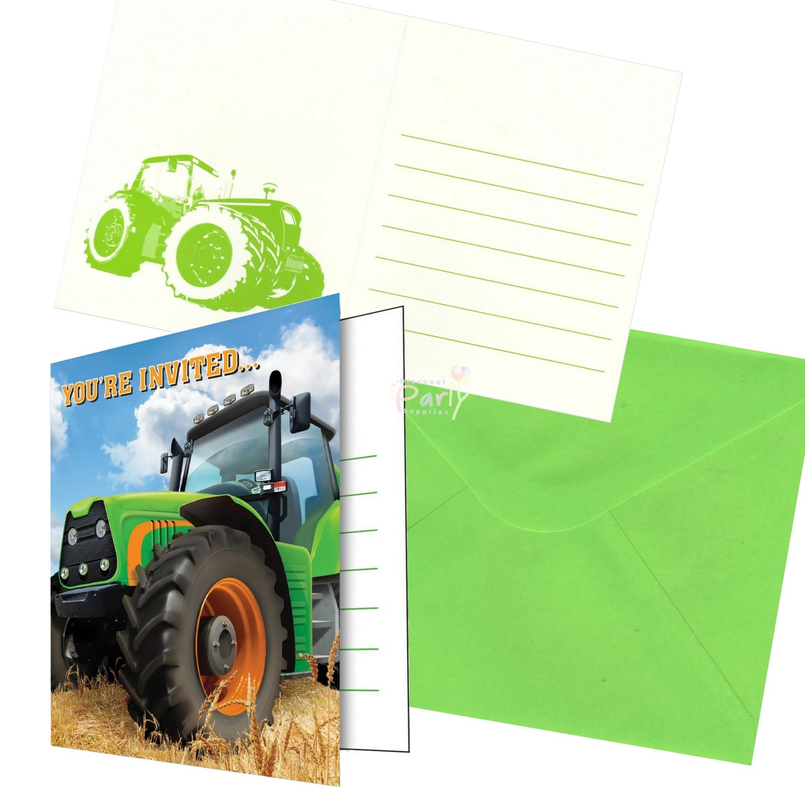 Tractor Time Invitations (Pack of 8)