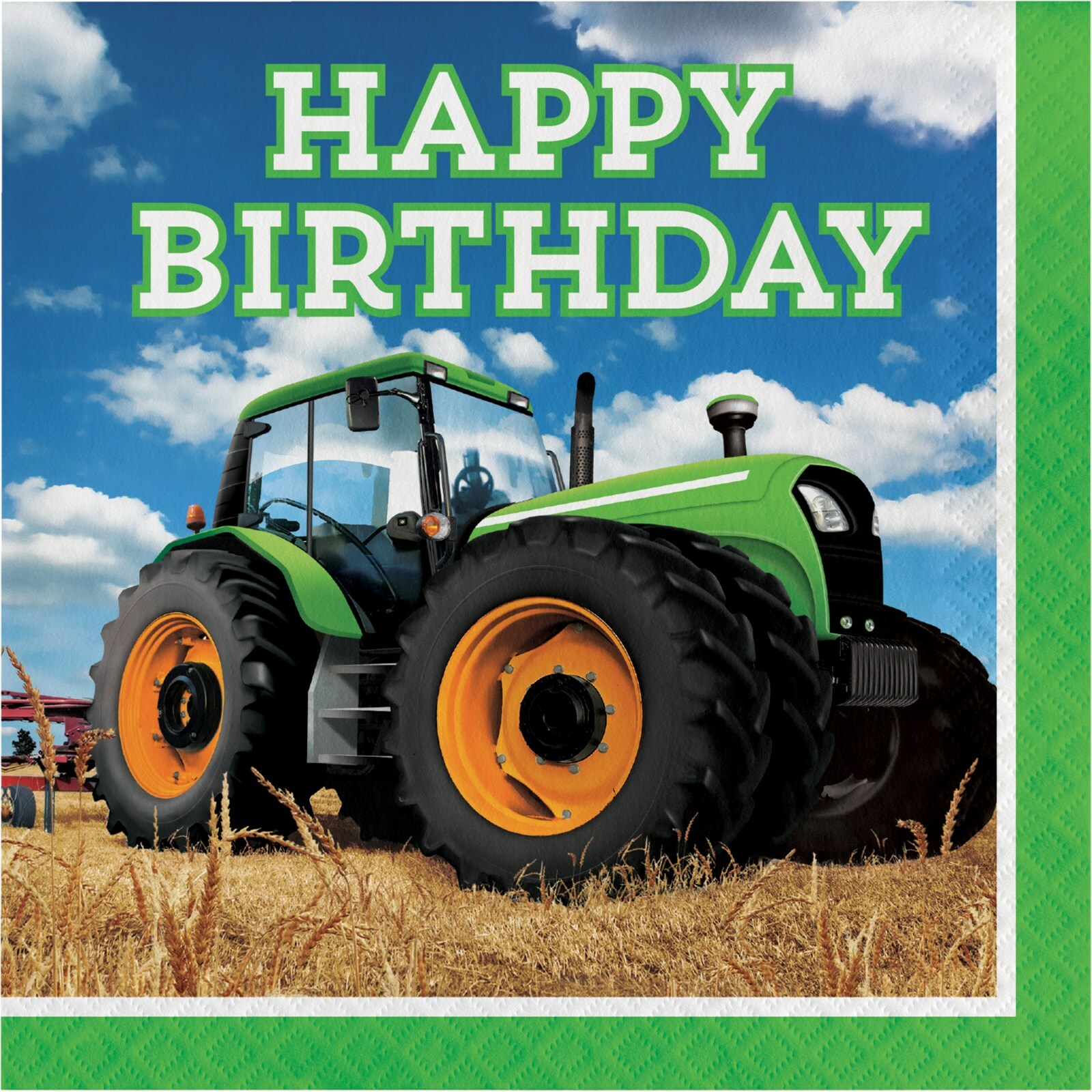 Tractor Time Happy Birthday Large Napkins / Serviettes (Pack of 16)