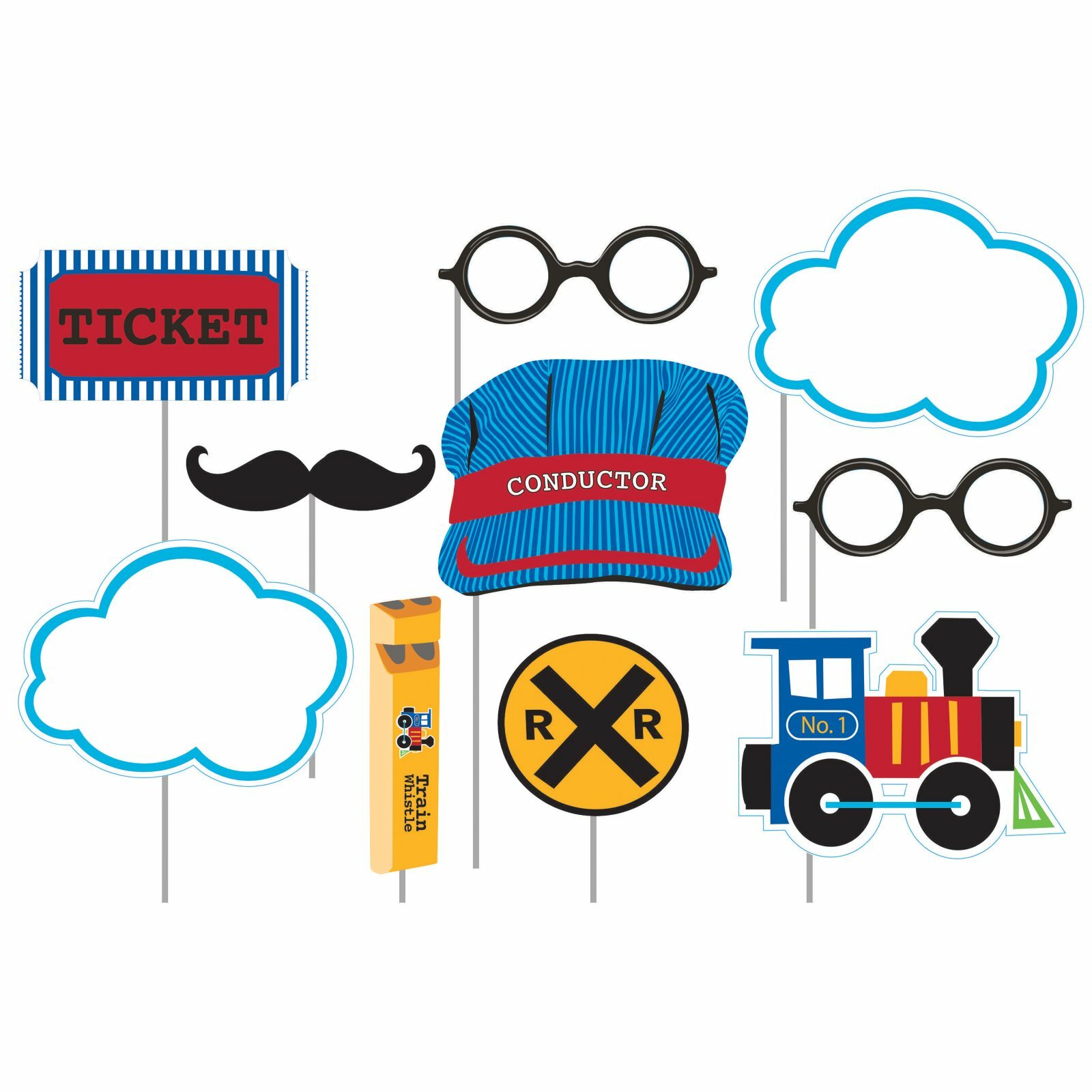 All Aboard Photo Booth Props (Pack of 10)