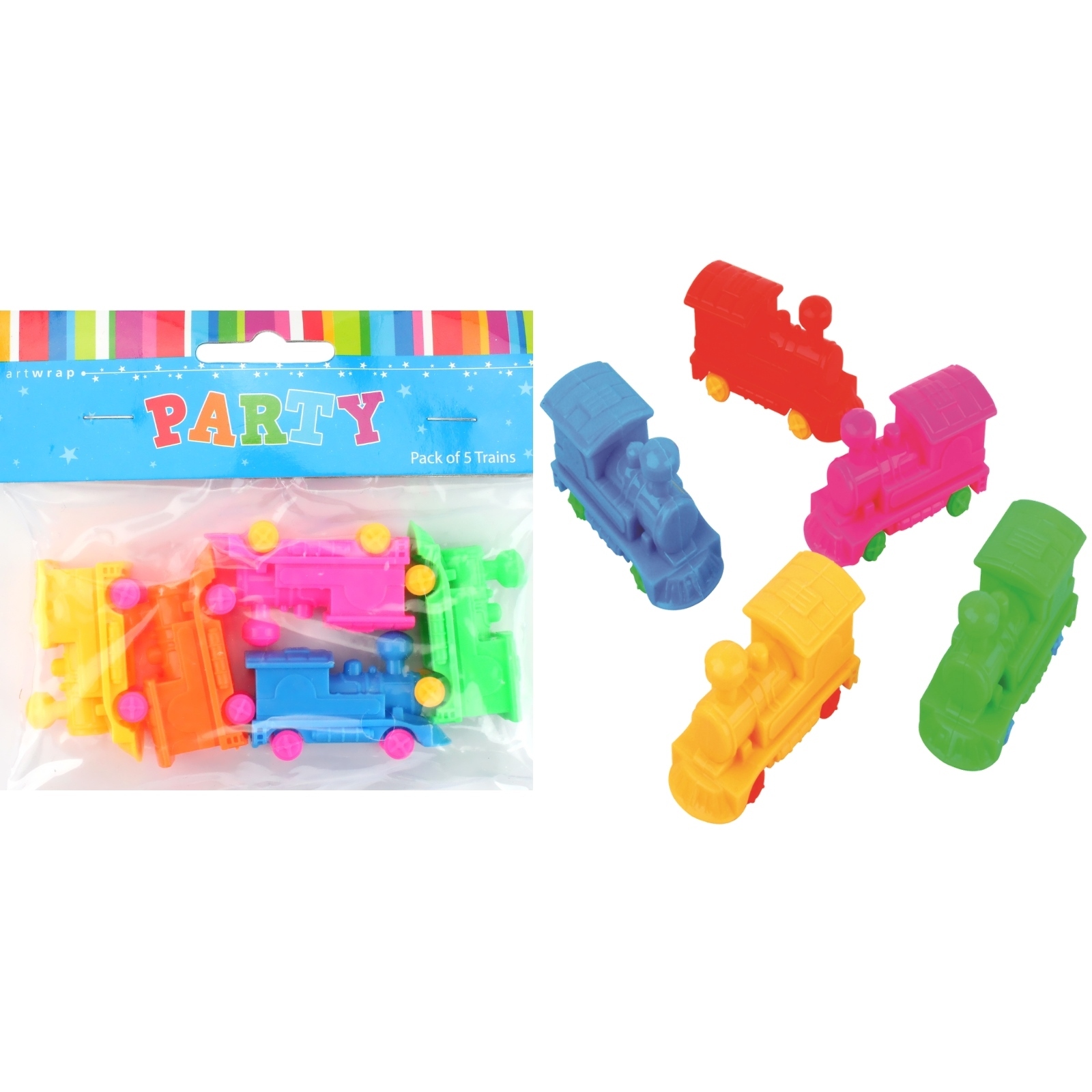 Mini Plastic Neon Trains (Pack of 5)