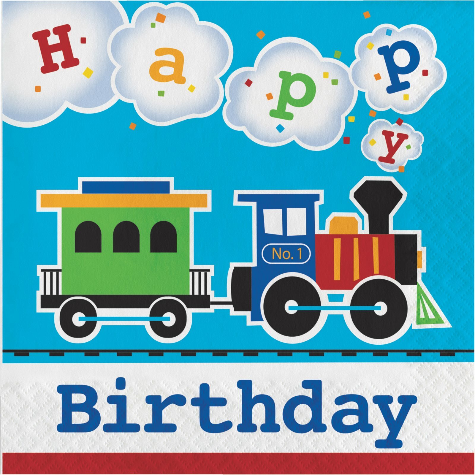 All Aboard Happy Birthday Large Napkins / Serviettes (Pack of 16)