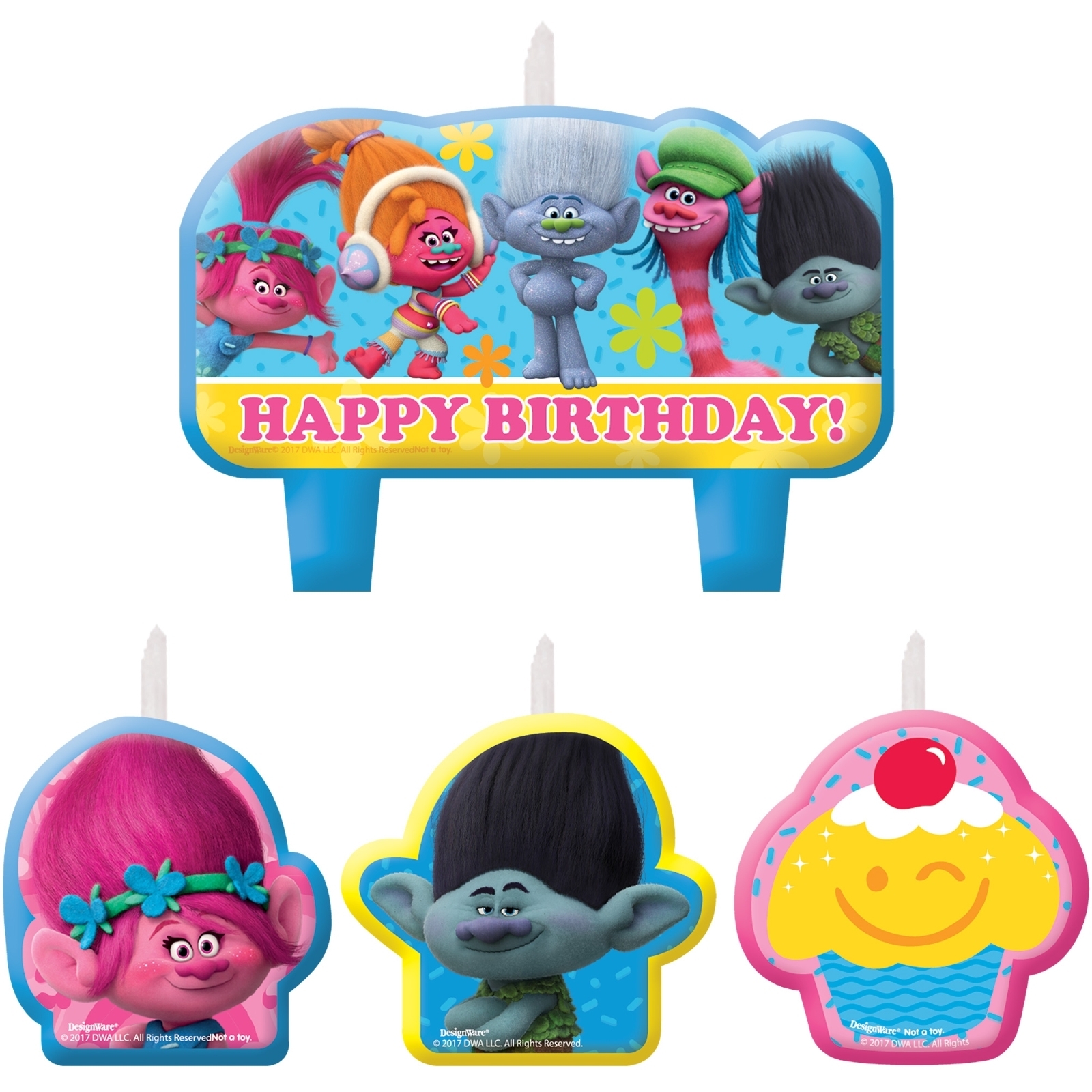 Trolls Mini Molded Candles (Set of 4)