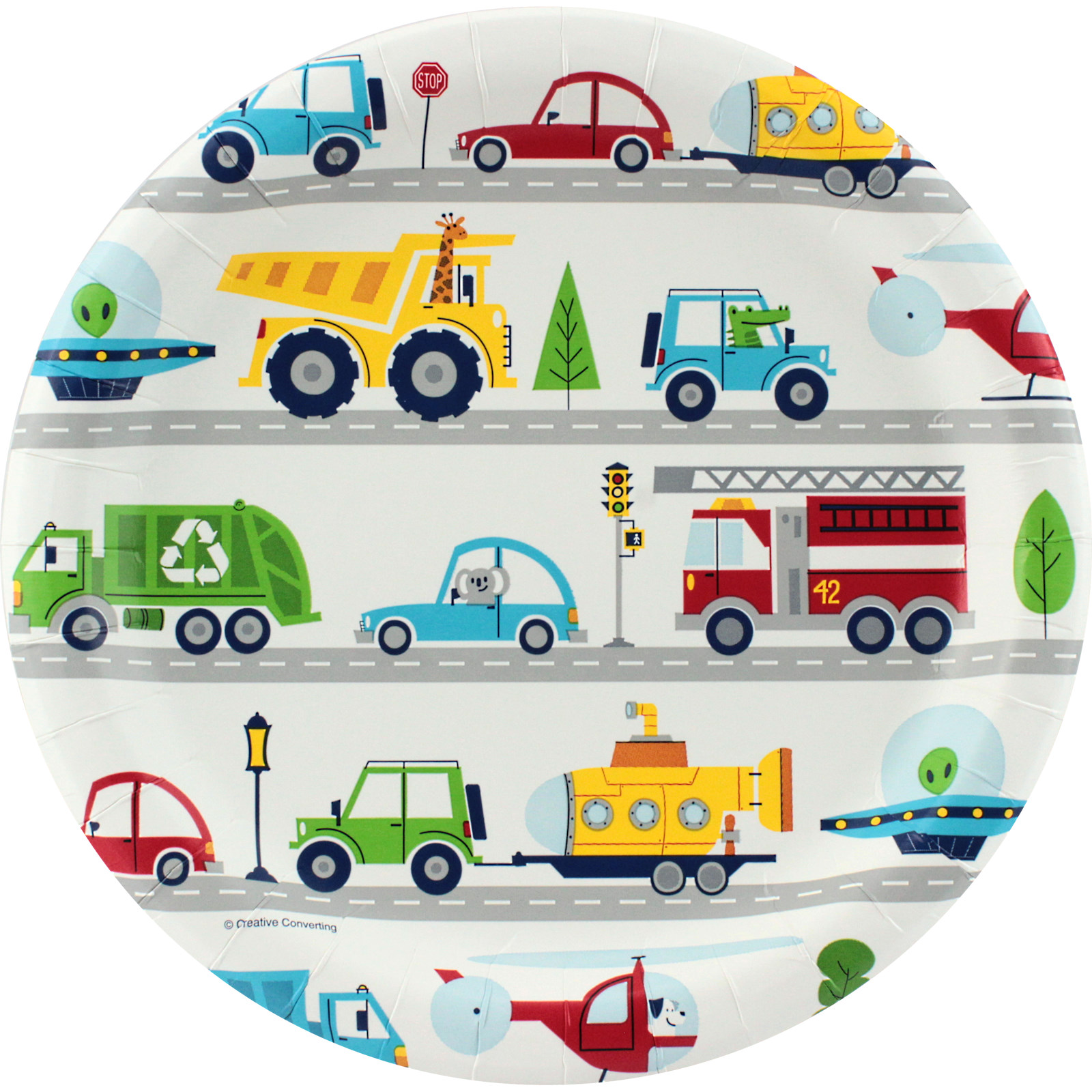 Transportation Time Large Paper Plates (Pack of 8)