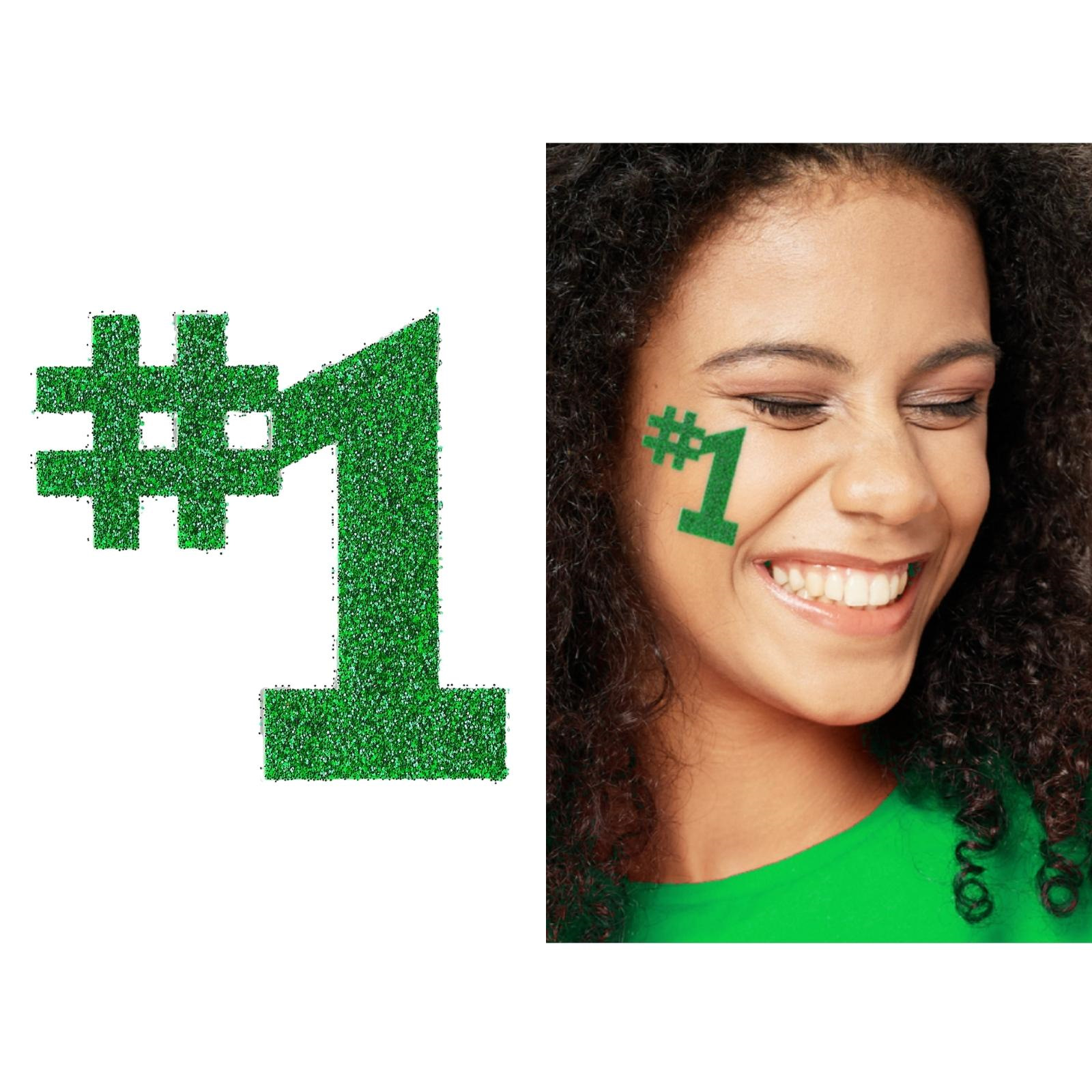 Green Number 1 Glitter Body Jewellery 