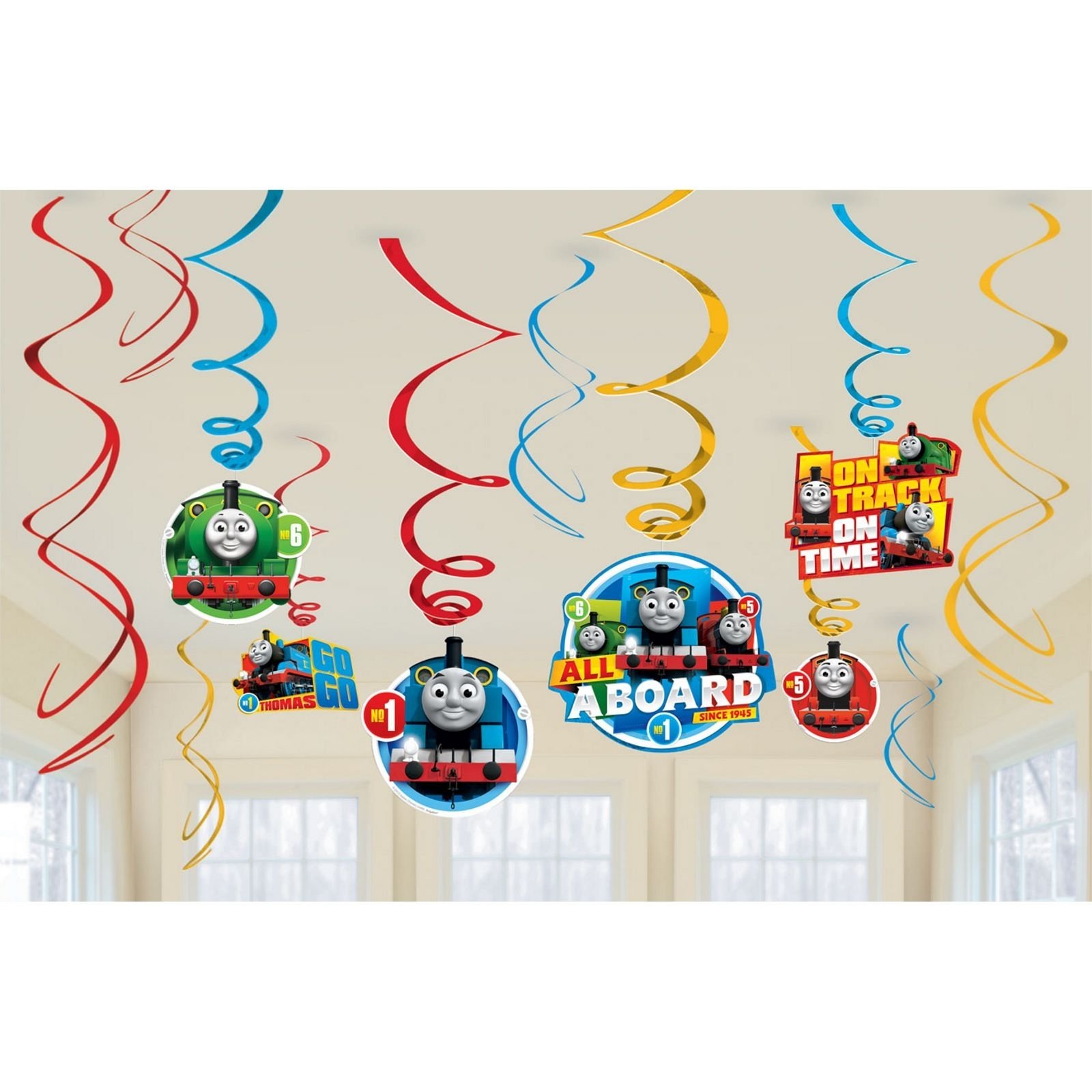 Thomas The Tank Engine All Aboard Swirl Decorations (Pack of 12)