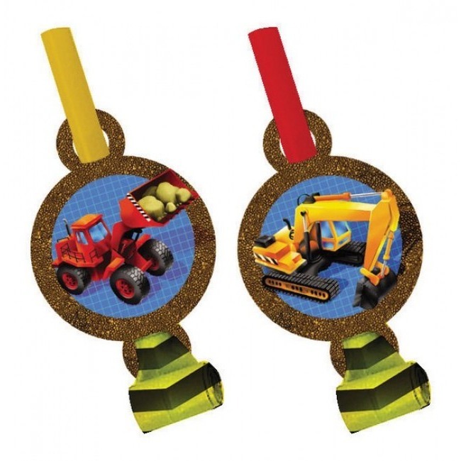 Under Construction Party Blowers (Pack of 8)