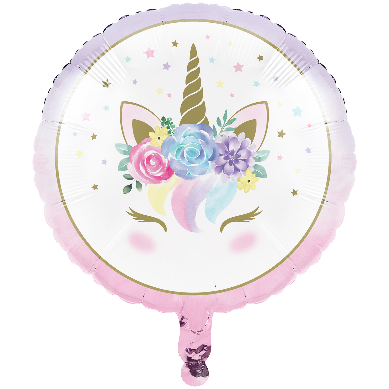 Floral Unicorn Metallic Helium Foil Balloon