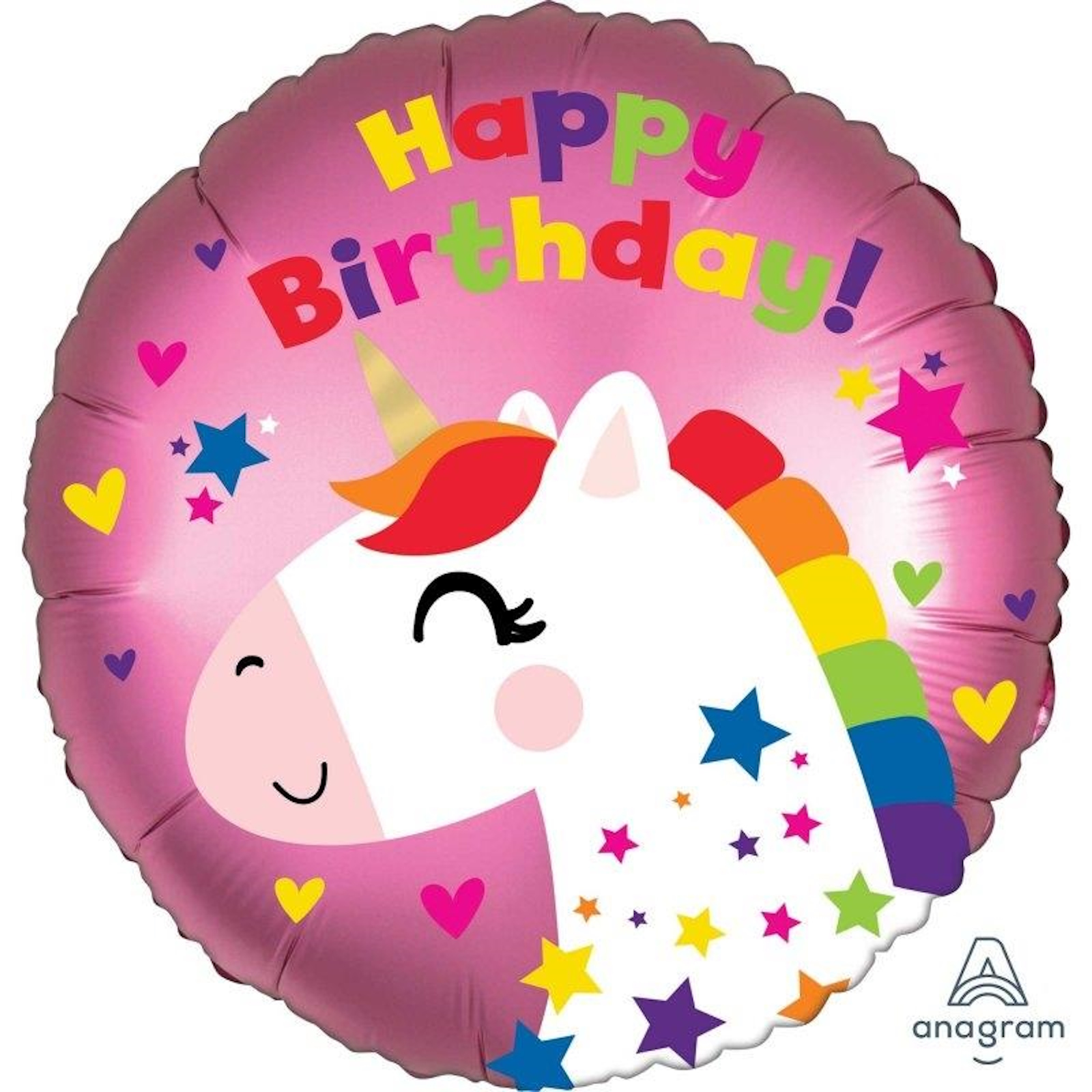 Unicorn Happy Birthday Satin 45cm Foil Balloon