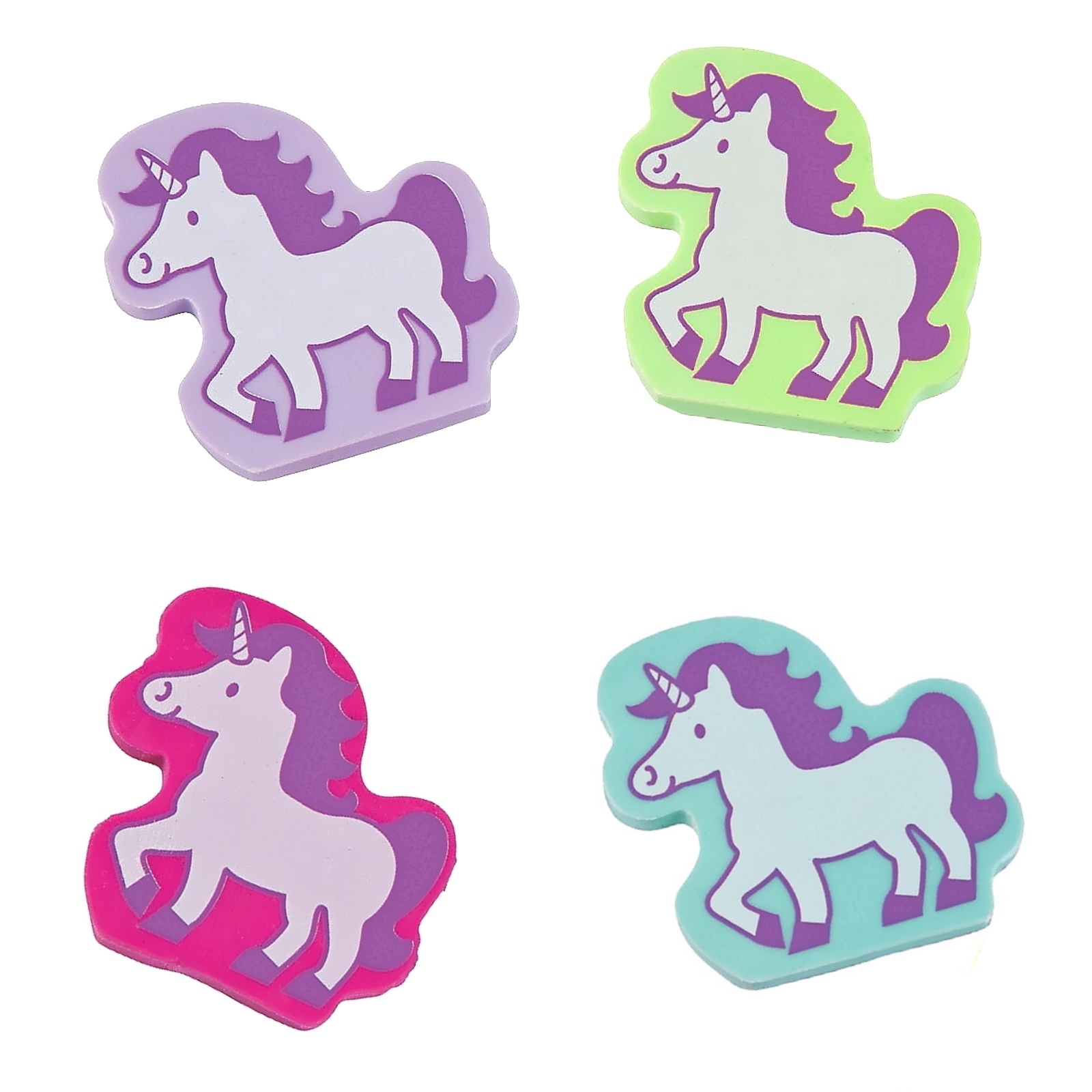Coloured Unicorn Erasers (Pack of 12)