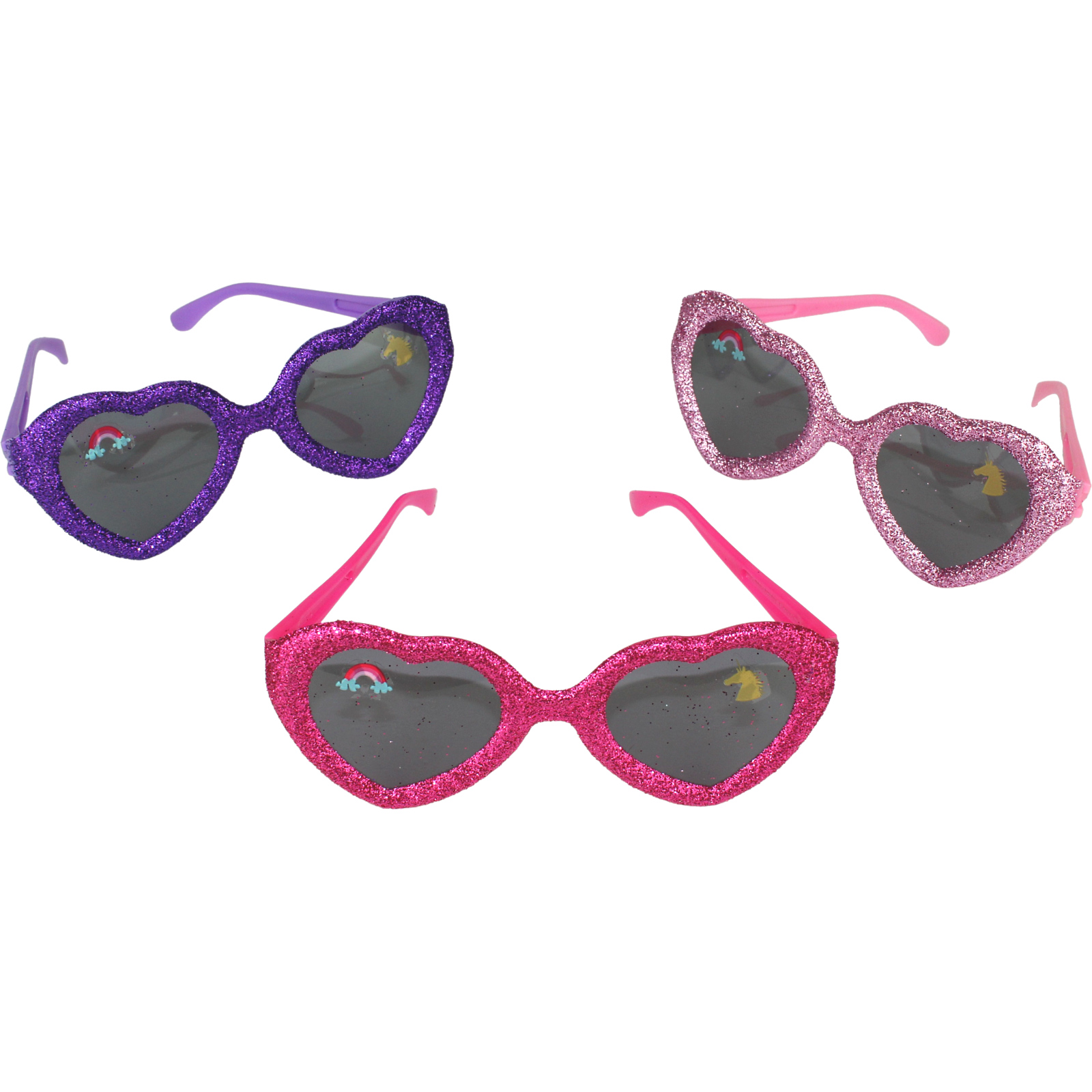 Magical Unicorn Glitter Heart Glasses (Pack of 6)