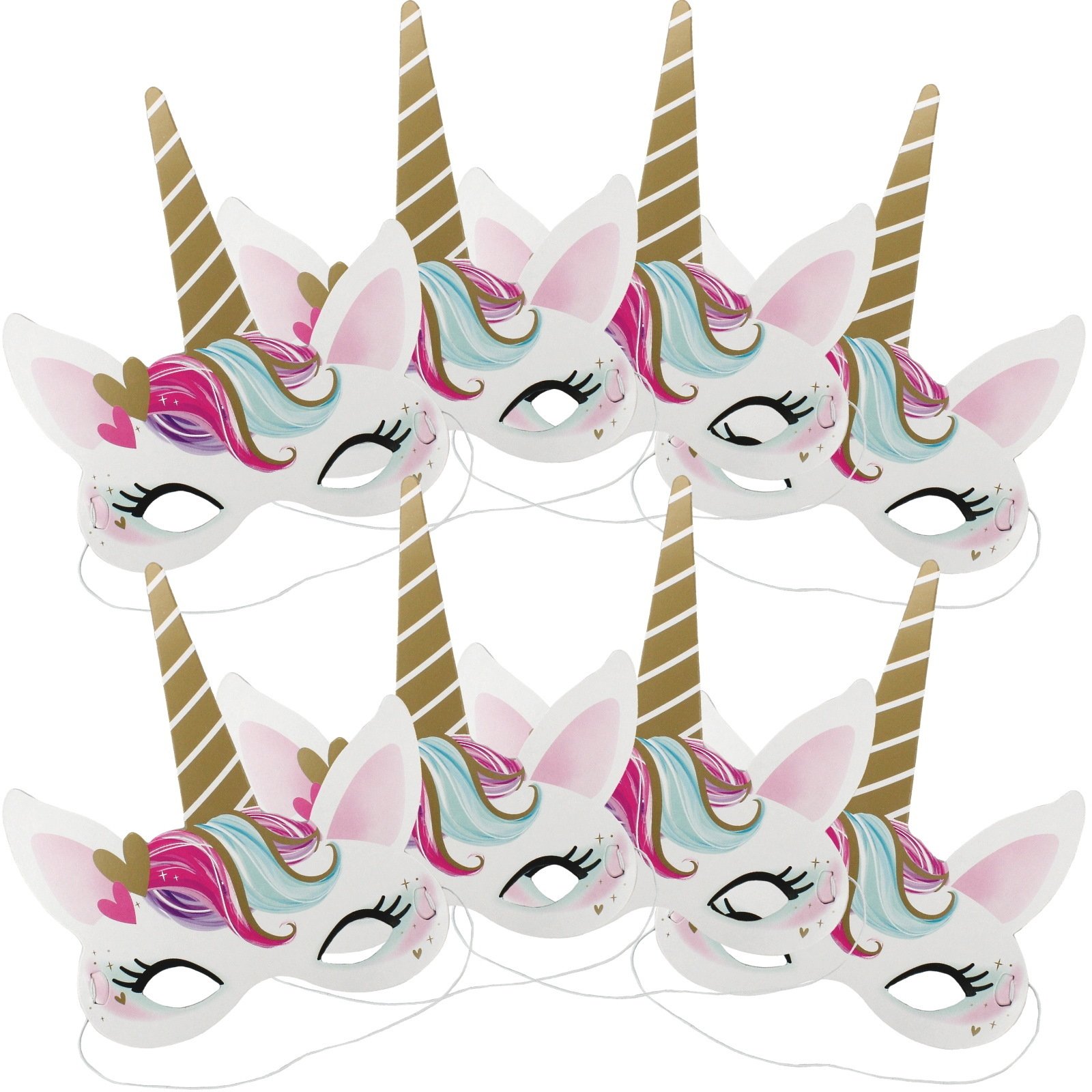Unicorn Love Cardboard Masks (Pack of 8)