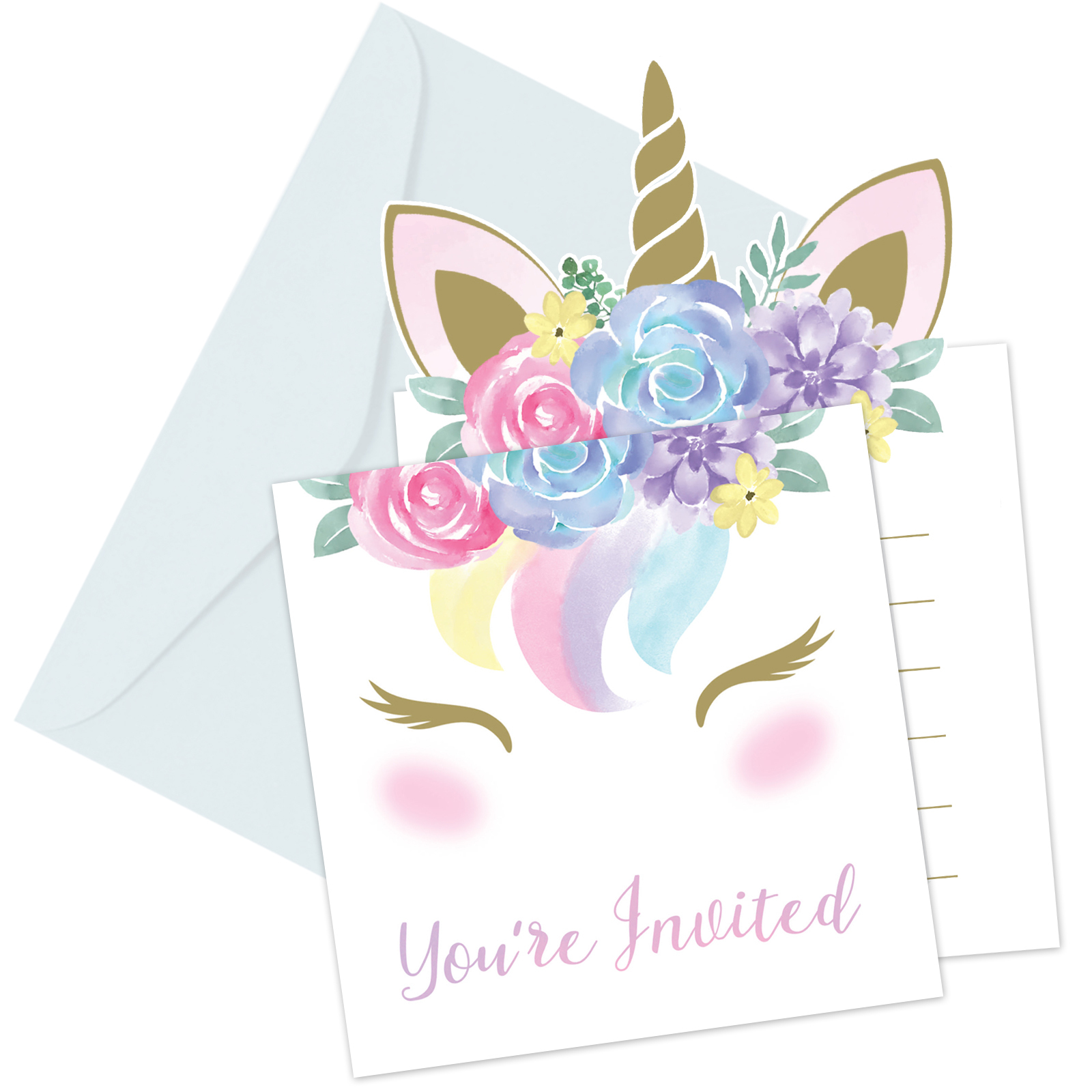 Floral Unicorn Invitations (Pack of 8)