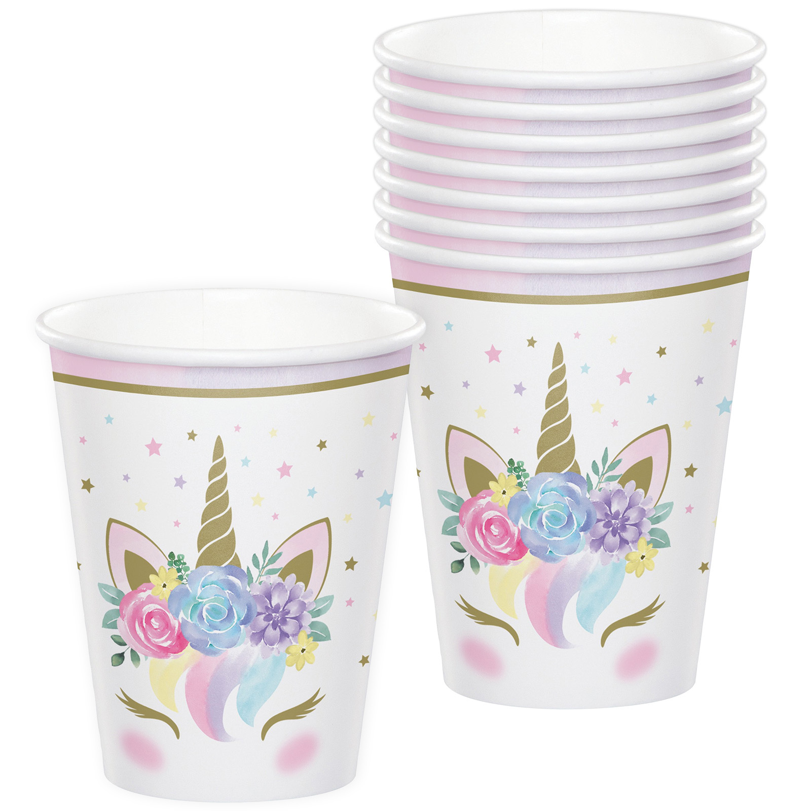 Floral Unicorn Paper Cups (Pack of 8)