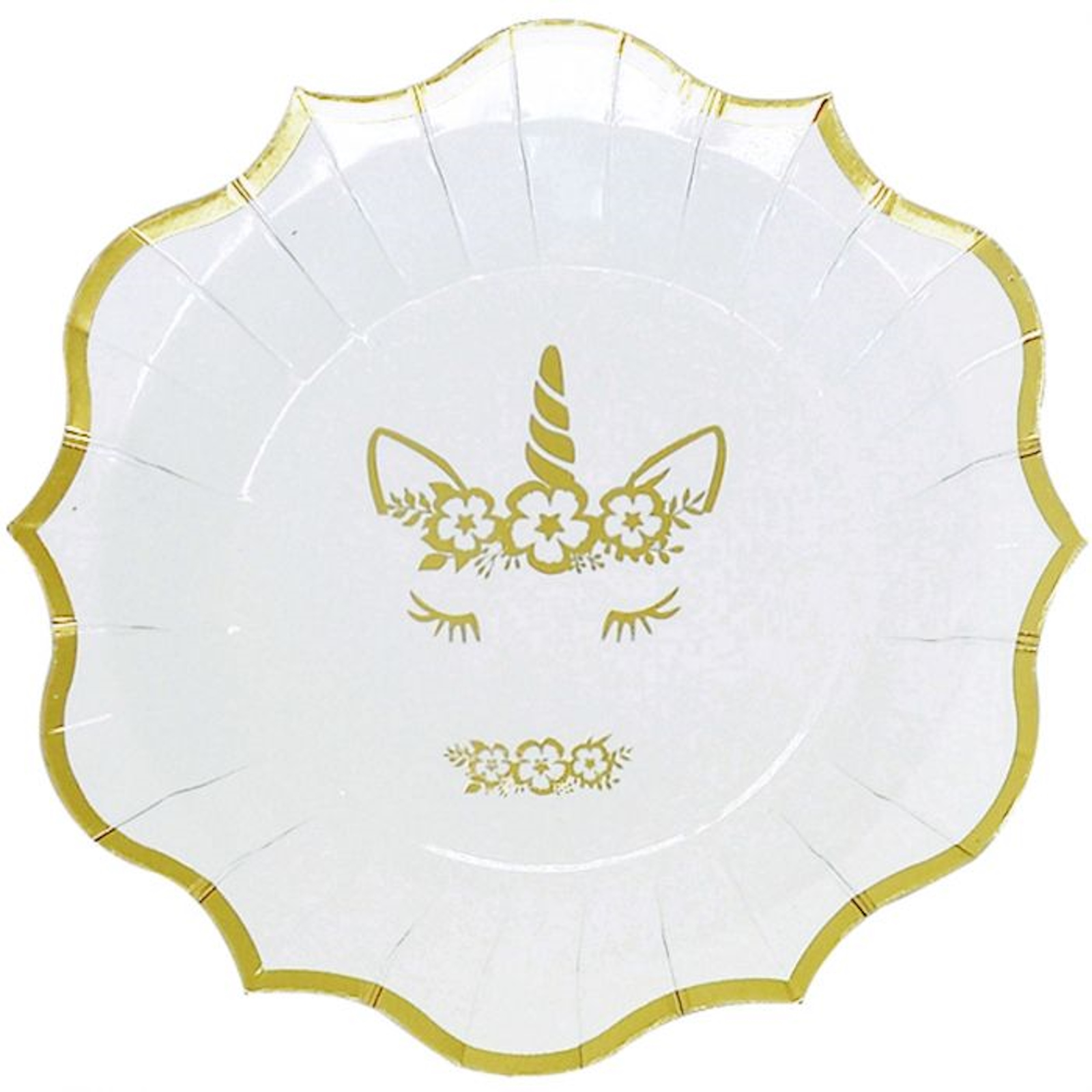Gold Foil Dreaming Unicorn Large Paper Plates (Pack of 8)