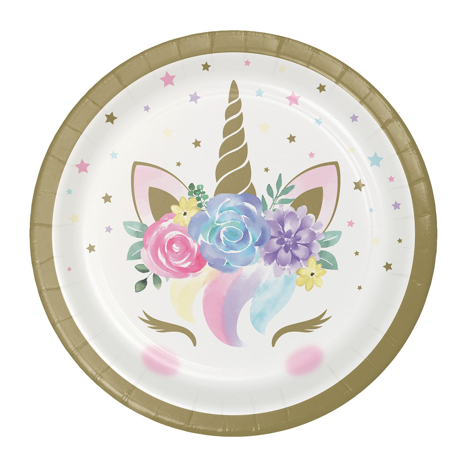 Floral Unicorn Small Paper Plates (Pack of 8)