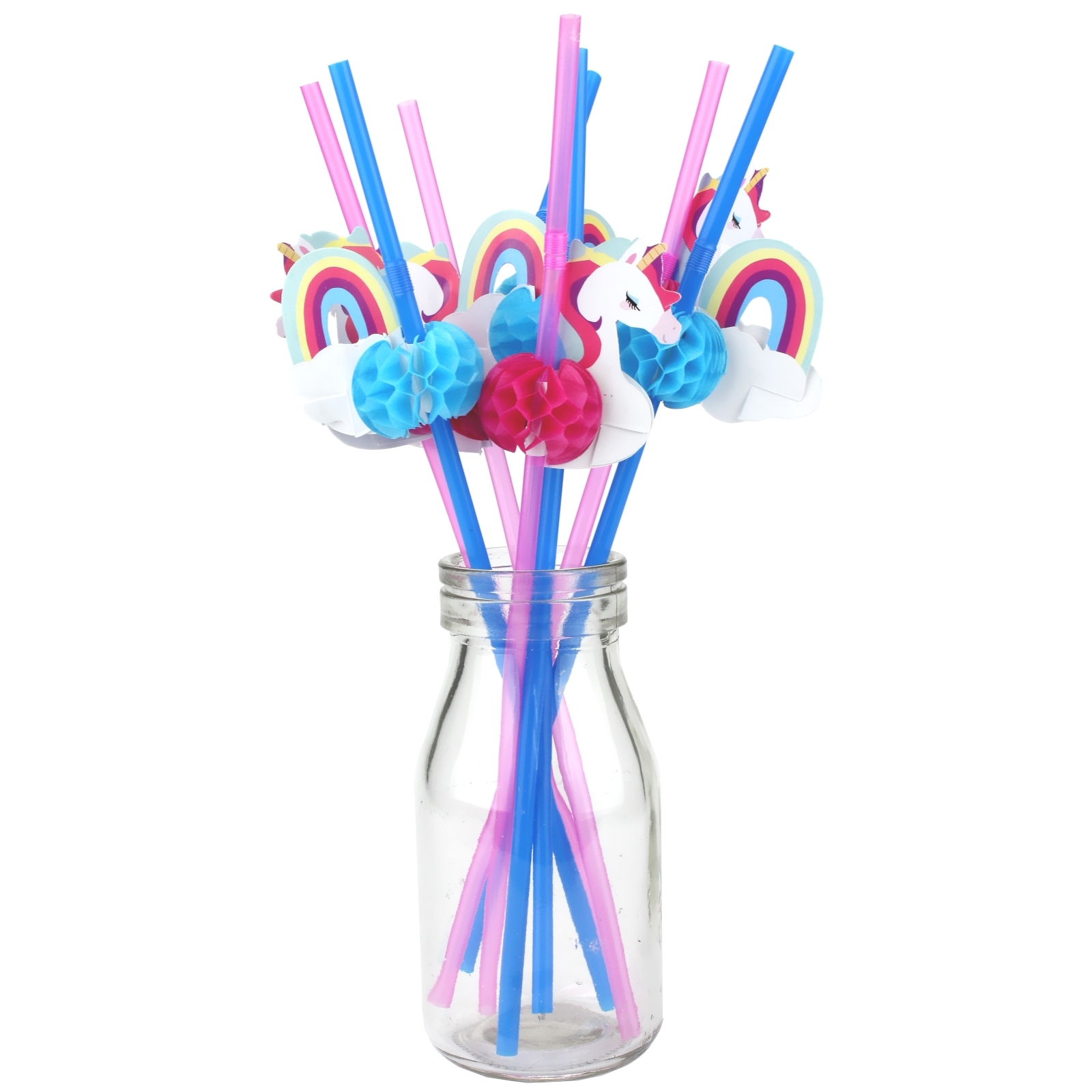 Unicorn and Rainbow Plastic Straws (Pack of 12)