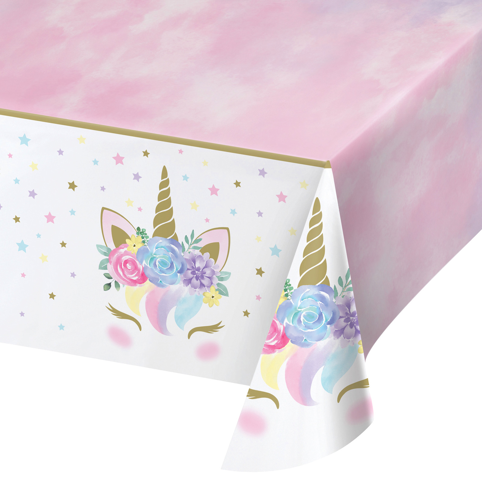 Floral Unicorn Plastic Tablecloth