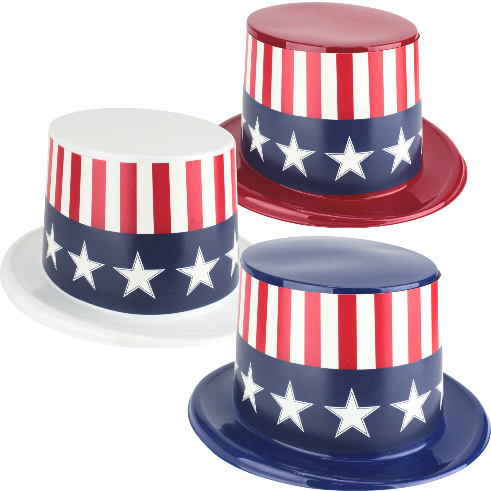 American Plastic Top Hat With Patriotic Band (One Only)