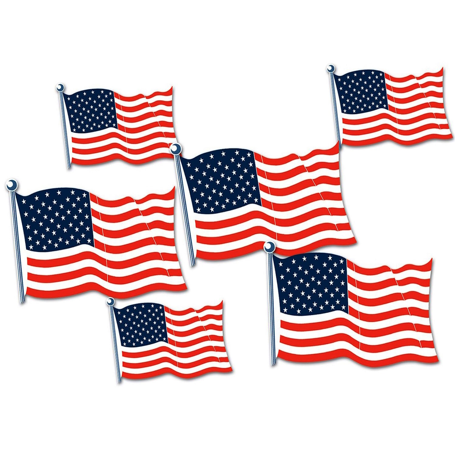 American Flag Cutout Wall Decorations (Pack of 6)  