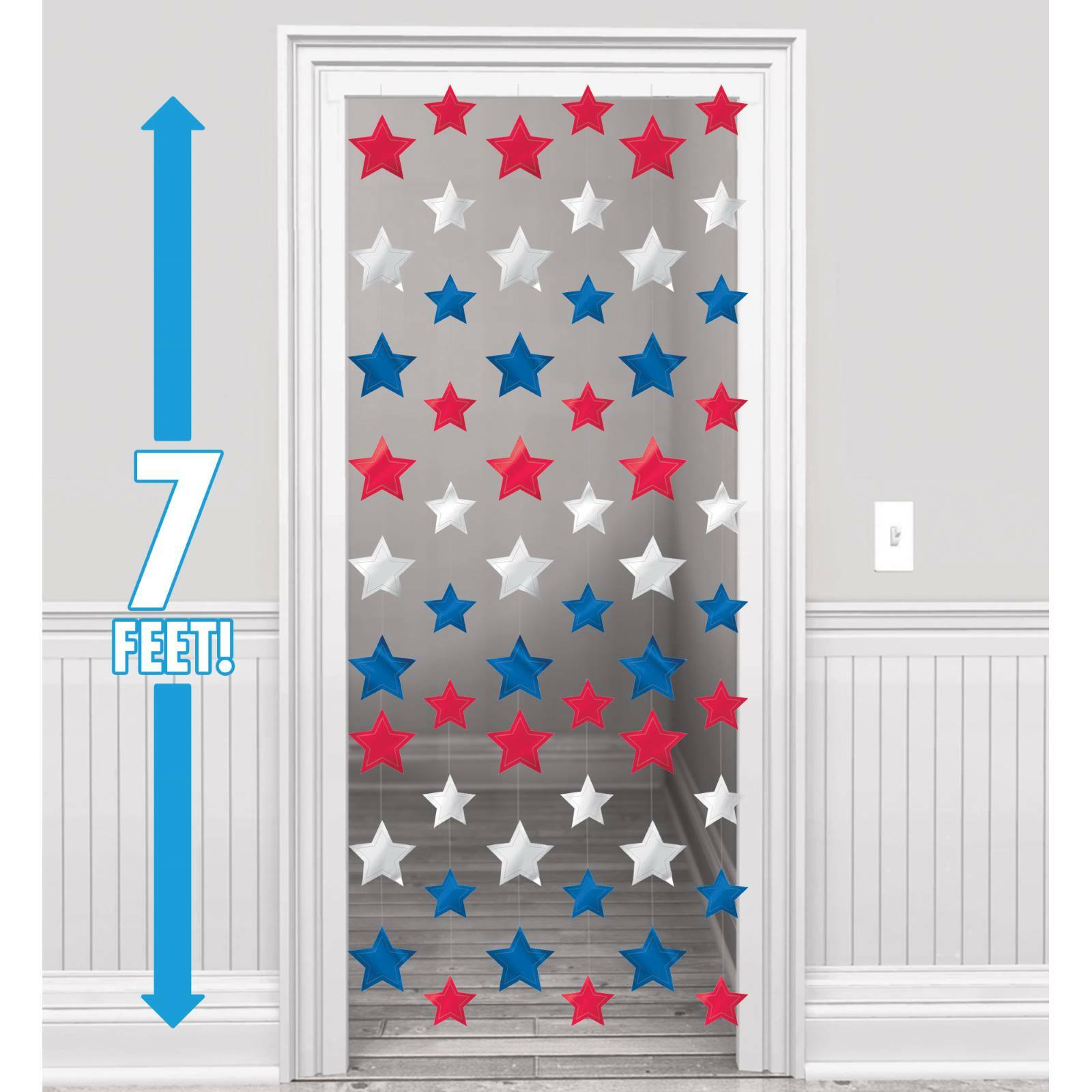 Patriotic Star Foil String Decorations (Pack of 6)