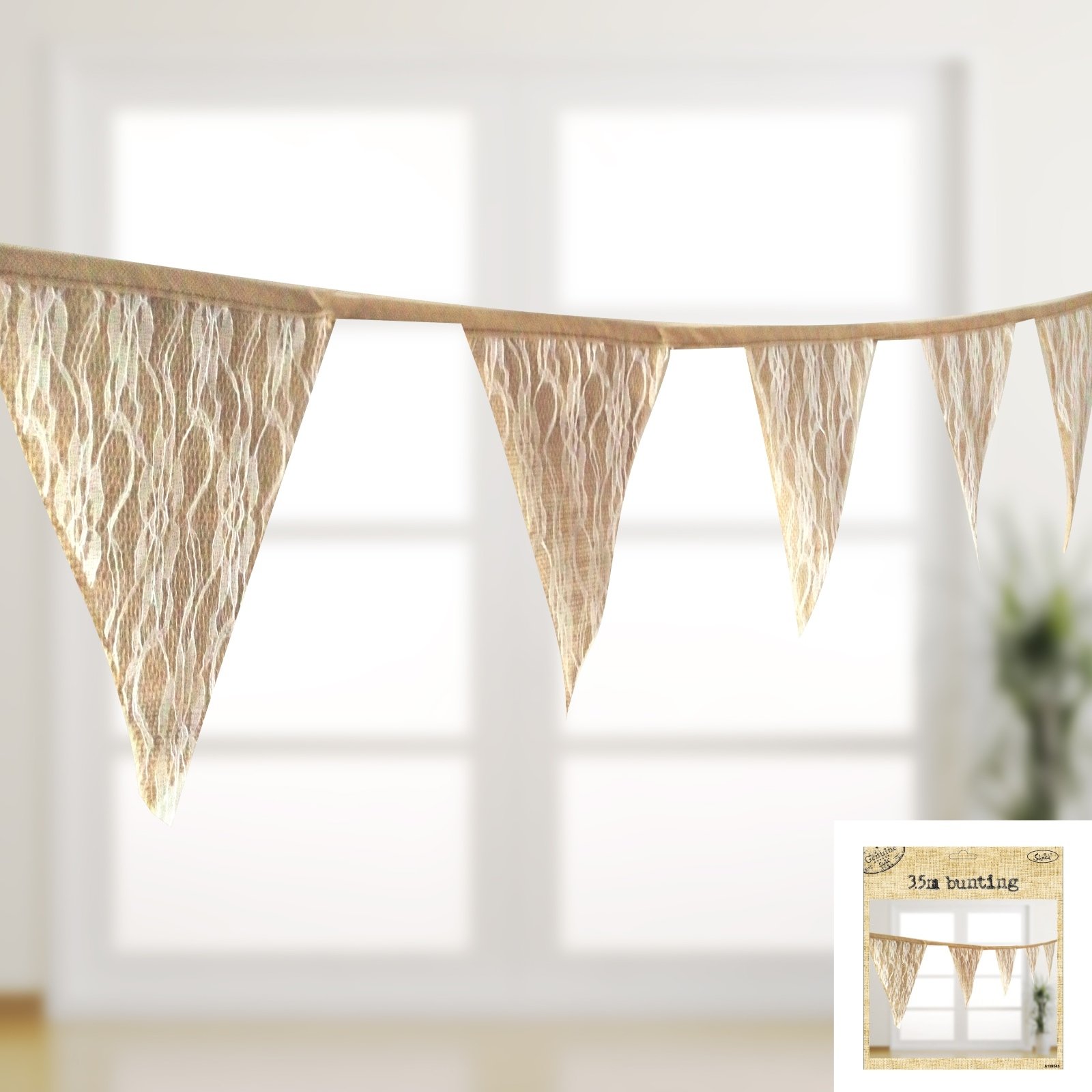 Rustic Hessian Lace Flag Banner