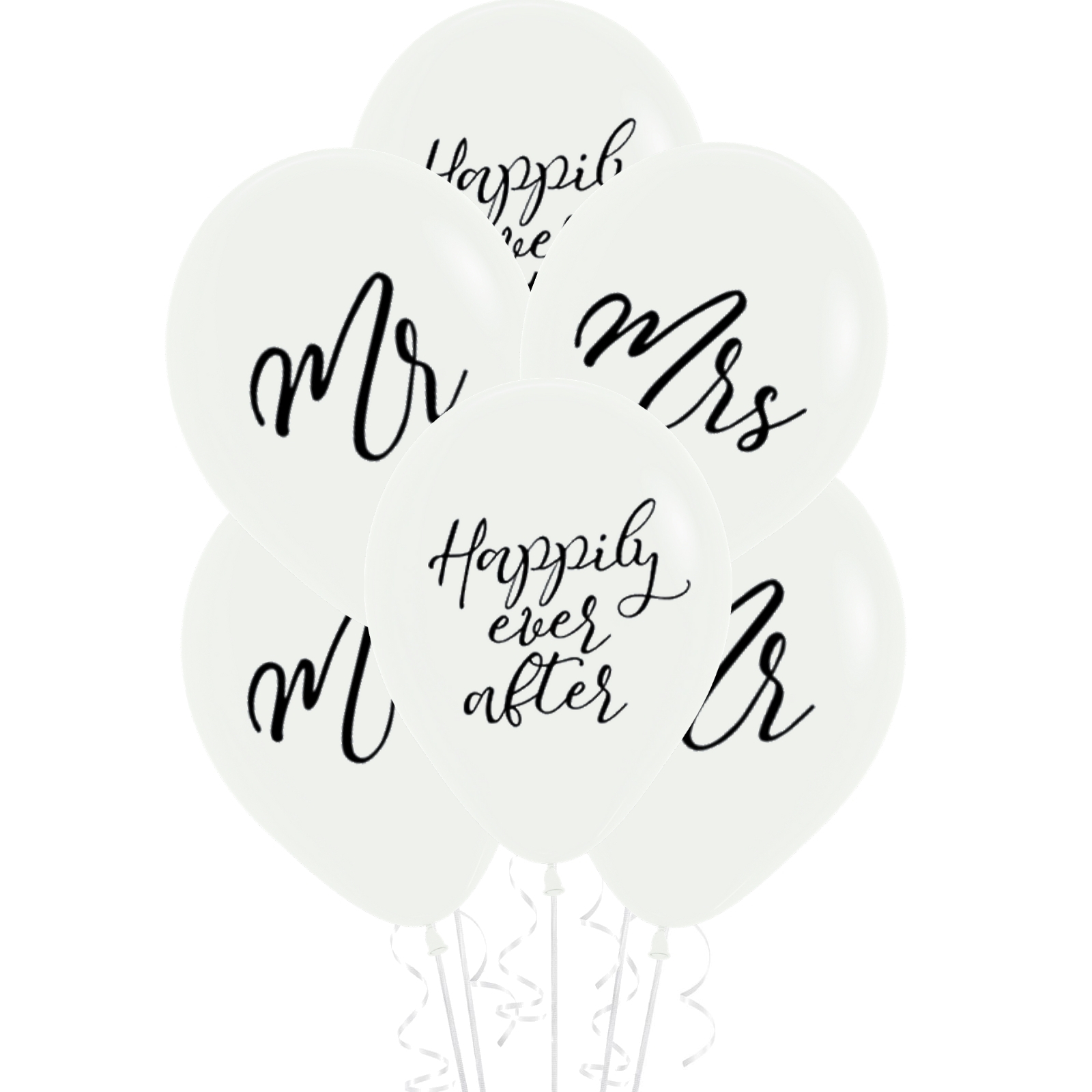 Mr & Mrs Happily Ever After Balloons (Pack of 6)