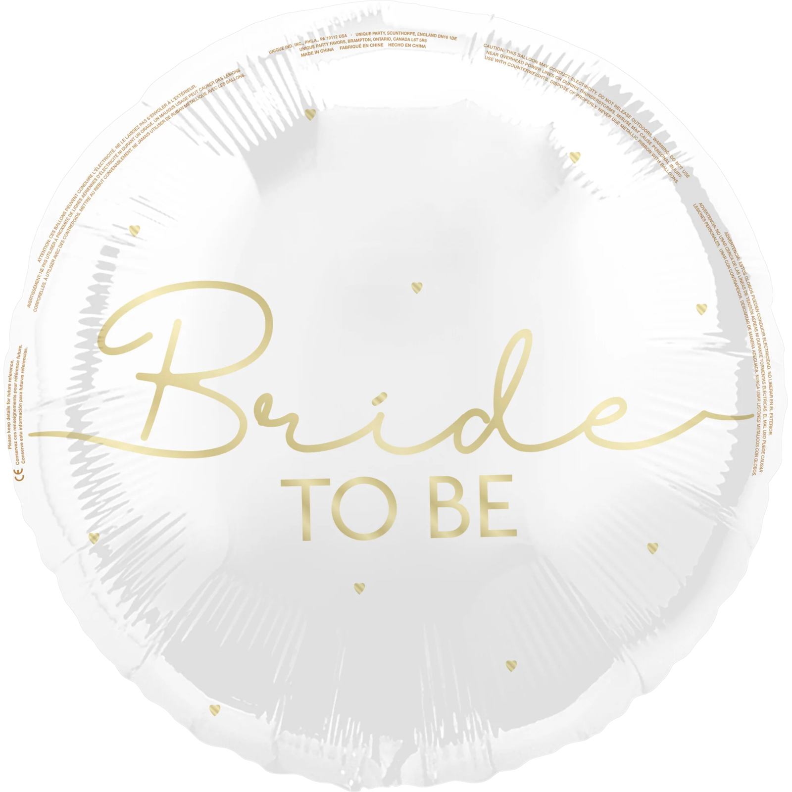 Bride To Be White Foil Helium Balloon
