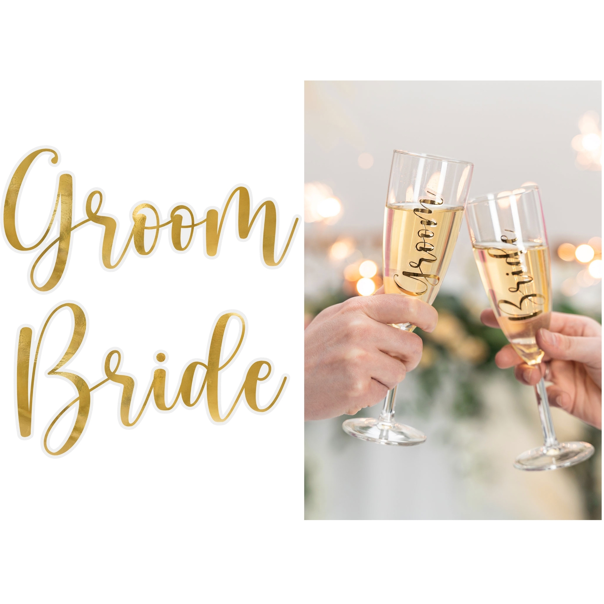 Classic Wedding Glass Bride & Groom Stickers (Pack of 2)