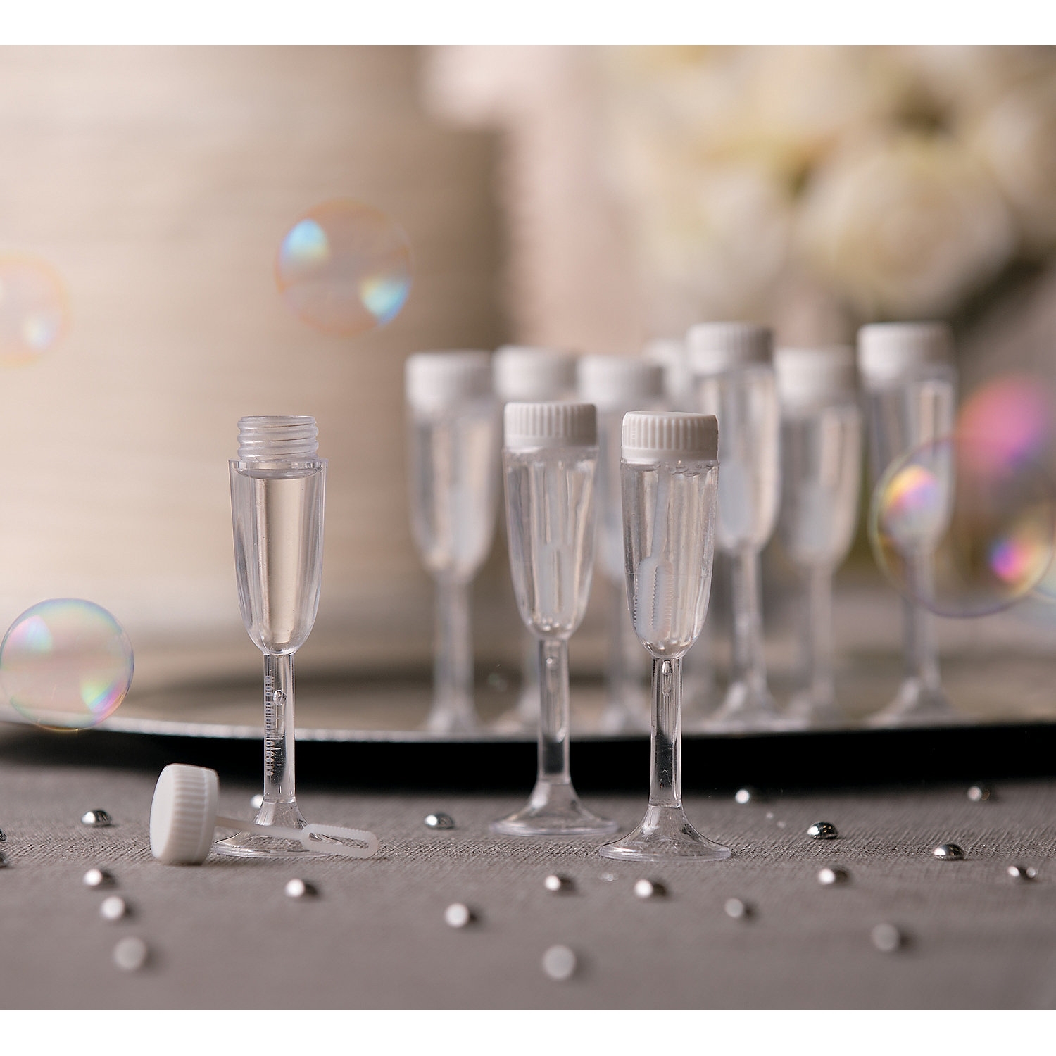Mini Champagne Flute Bubble Bottles (Pack of 12)