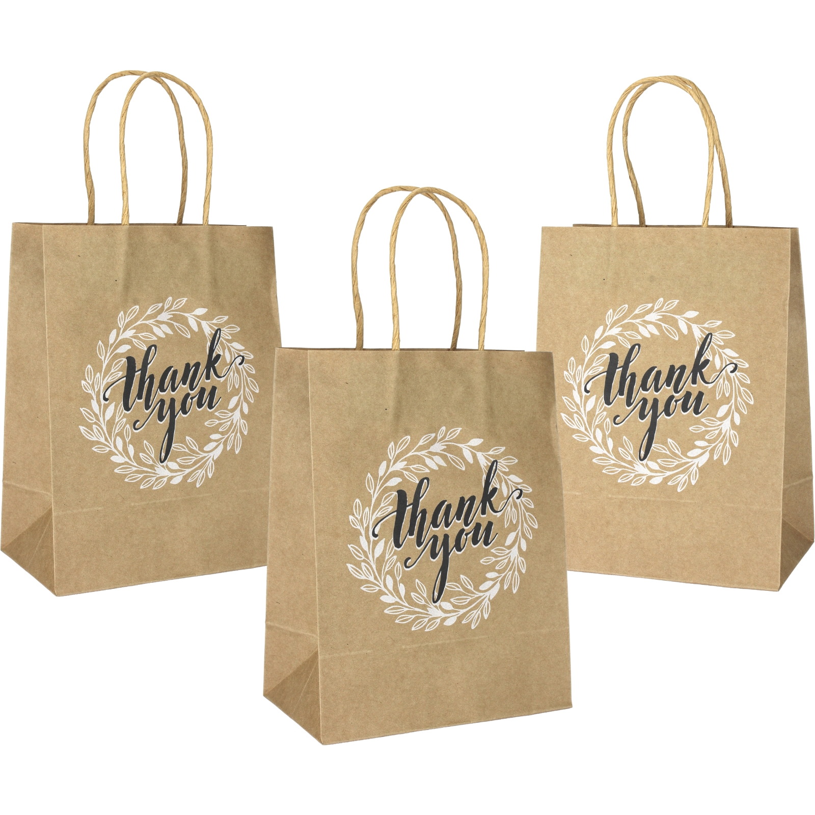Brown Kraft Thank You Gift Bags 19.5cm (Pack of 4)