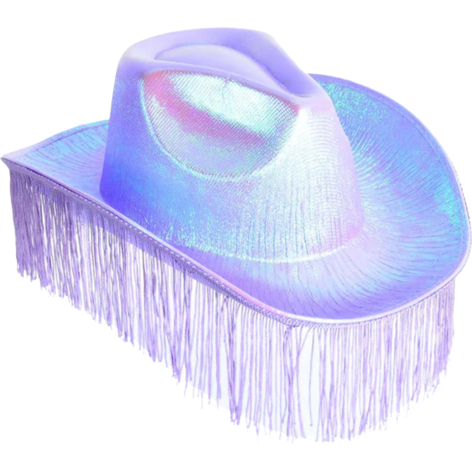 Metallic Purple Cowboy Hat With Fringe 