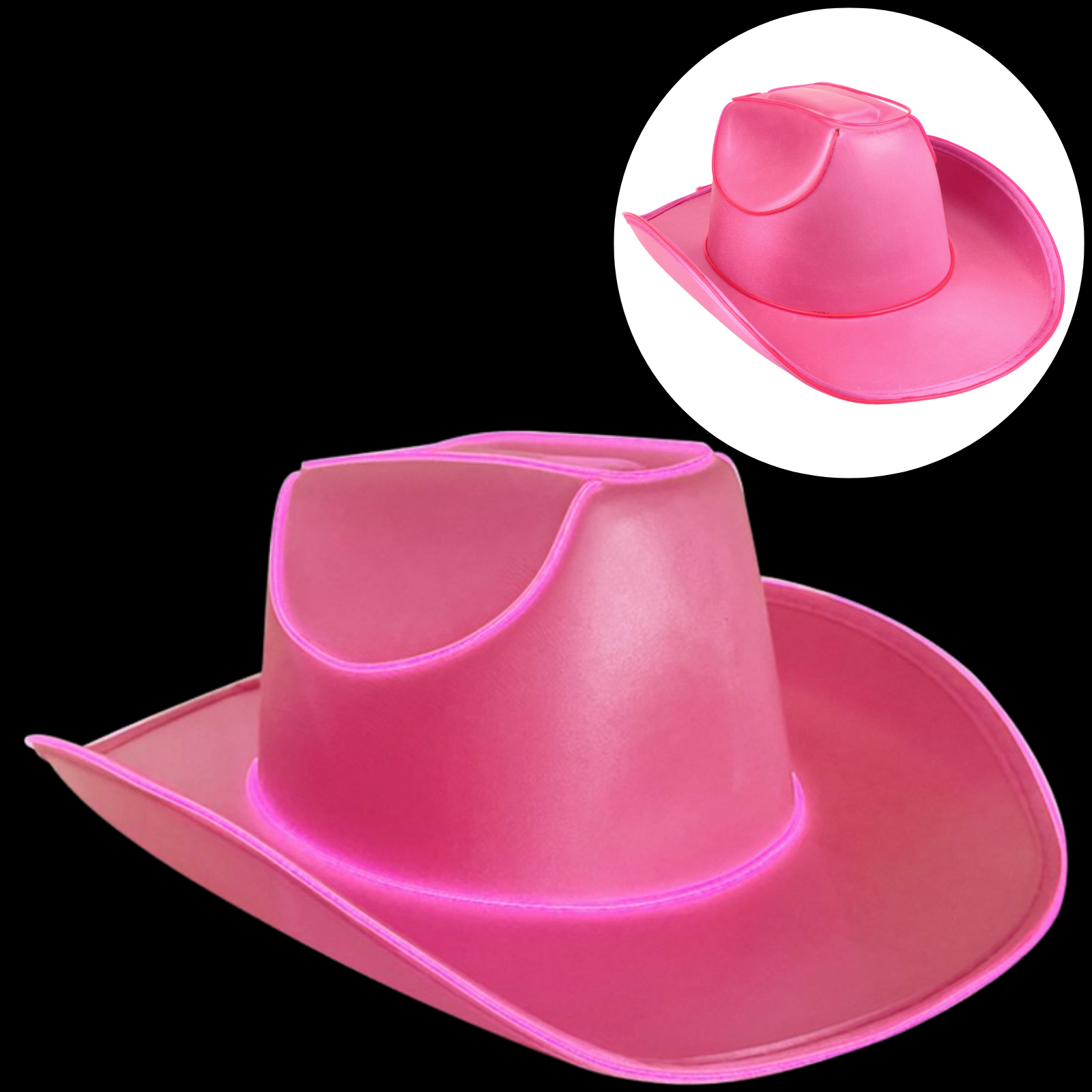 Tiktok Party City Pink Cowgirl Hat Adult Light Up Pink Cowgirl Hat