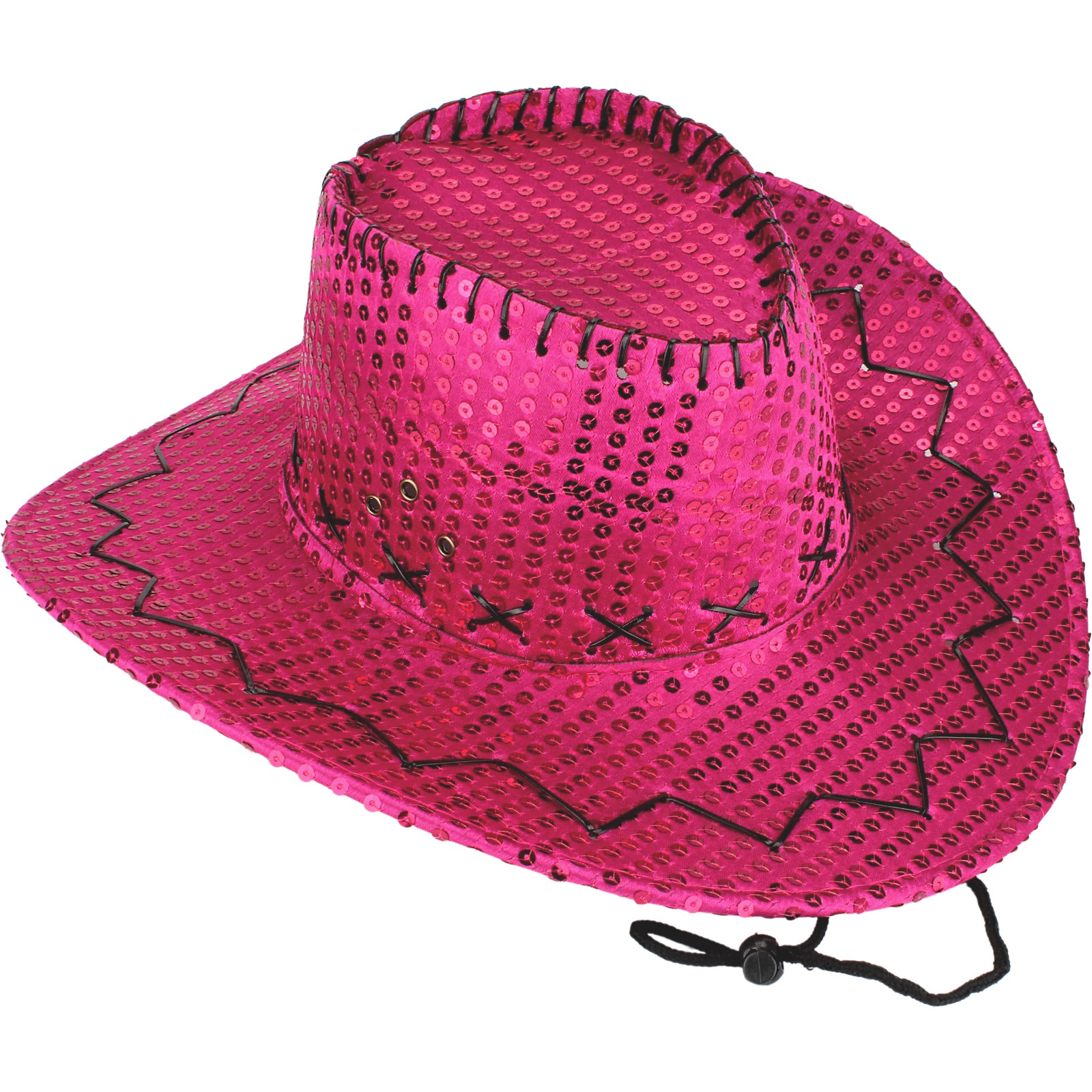 Adults Hot Pink Sequin Outback Cowboy Hat