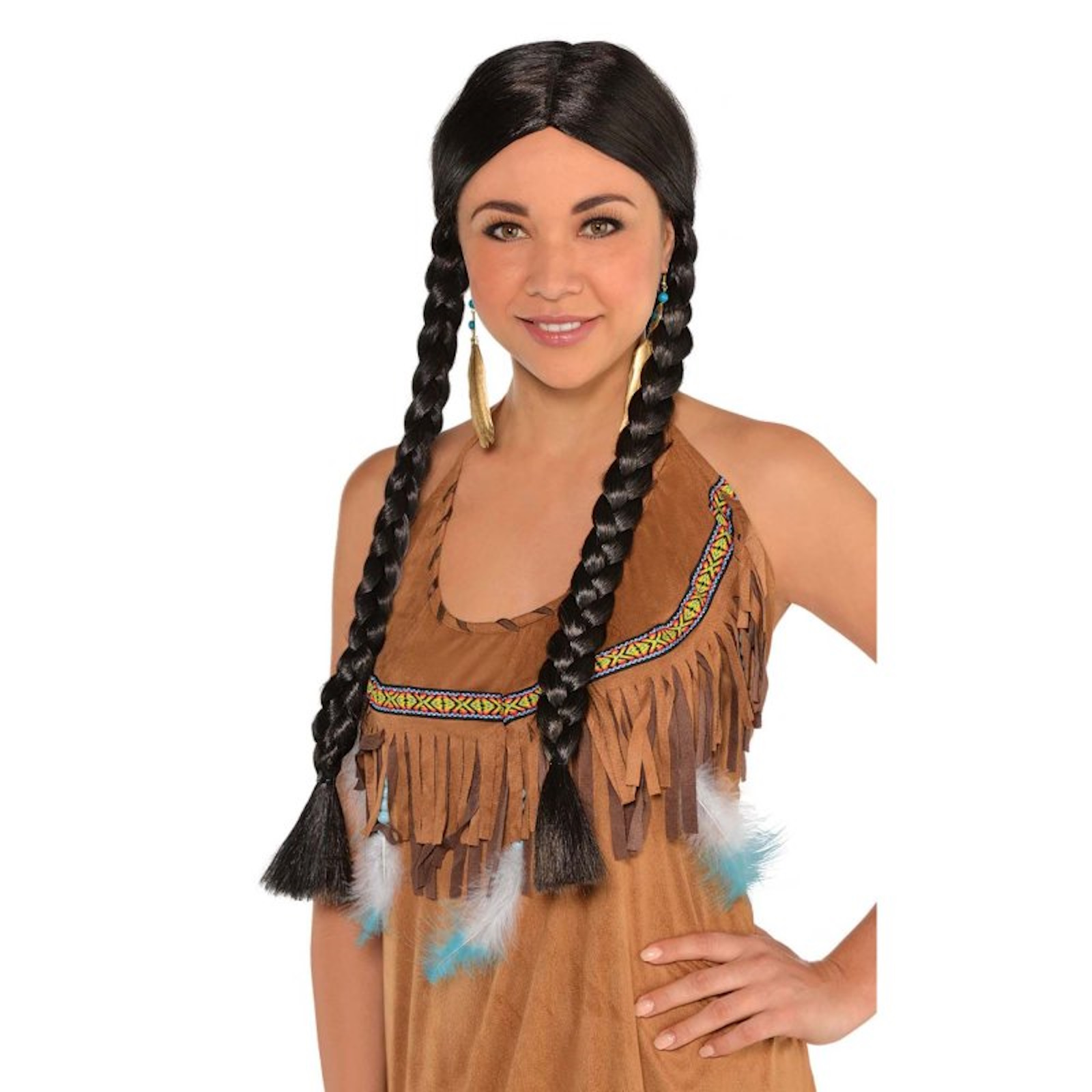 Western Braided Dark Brown Wig 