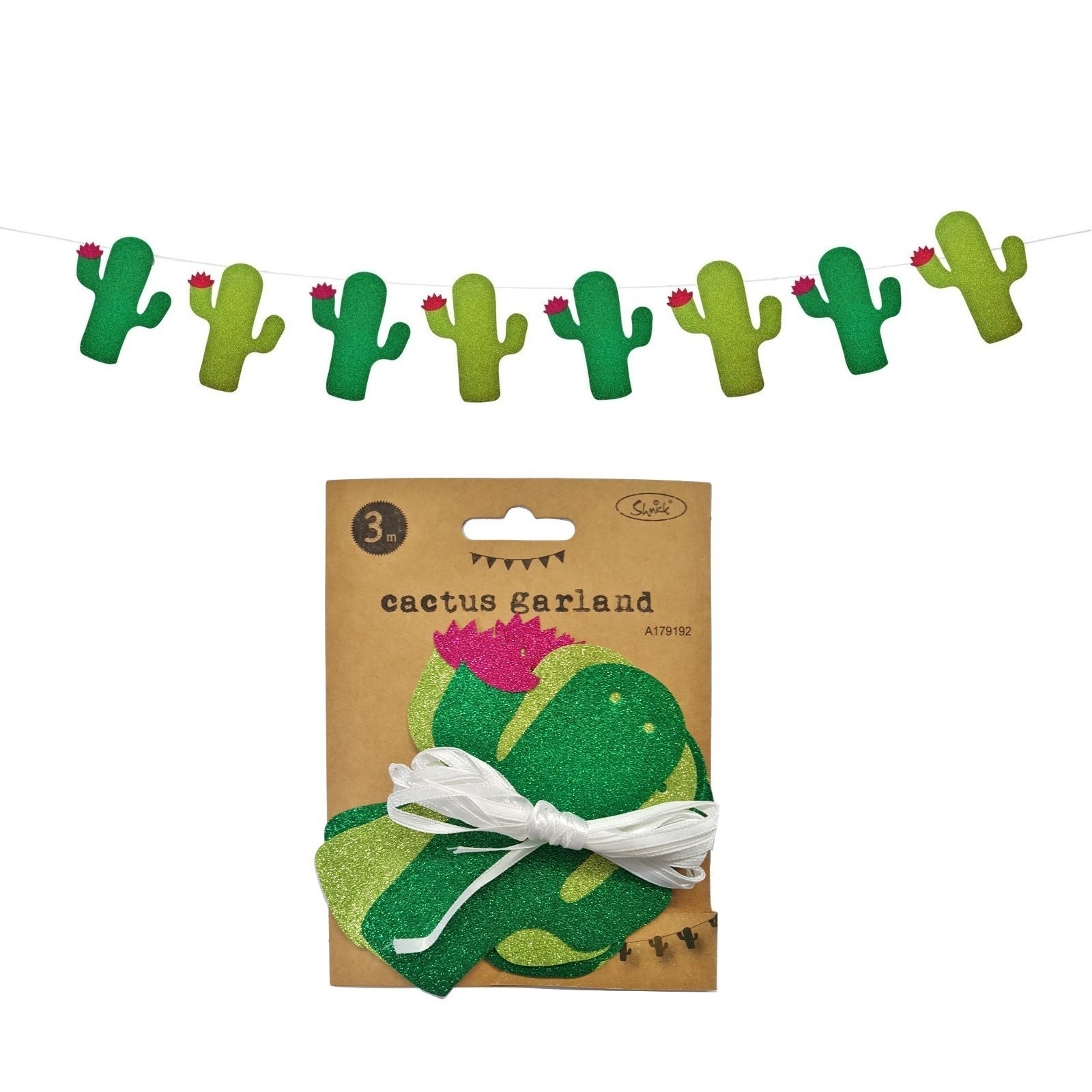 Mini Glitter Cactus Garland Banner