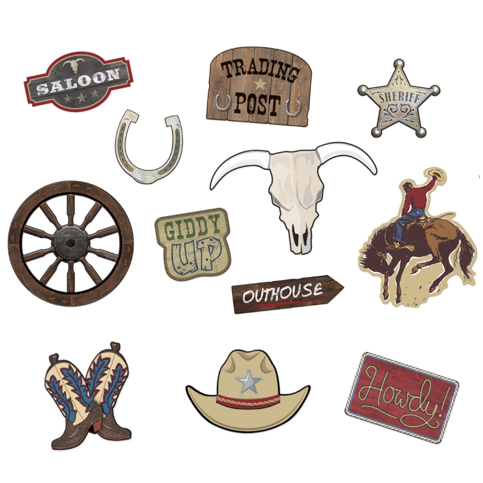 Wild West Cardboard Cutouts (Pack of 12)