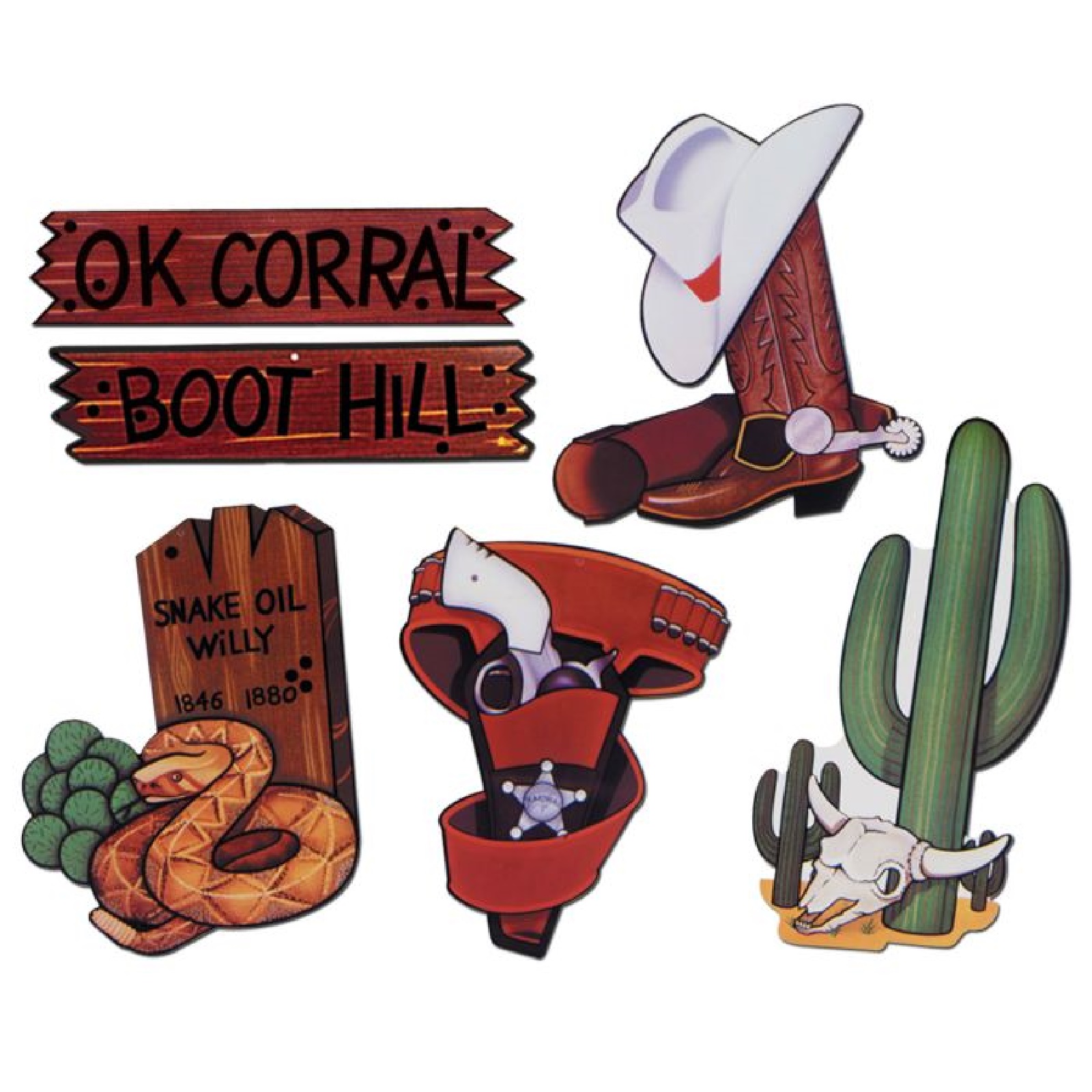 Western Cutout Wall Decorations (Pack of 6)