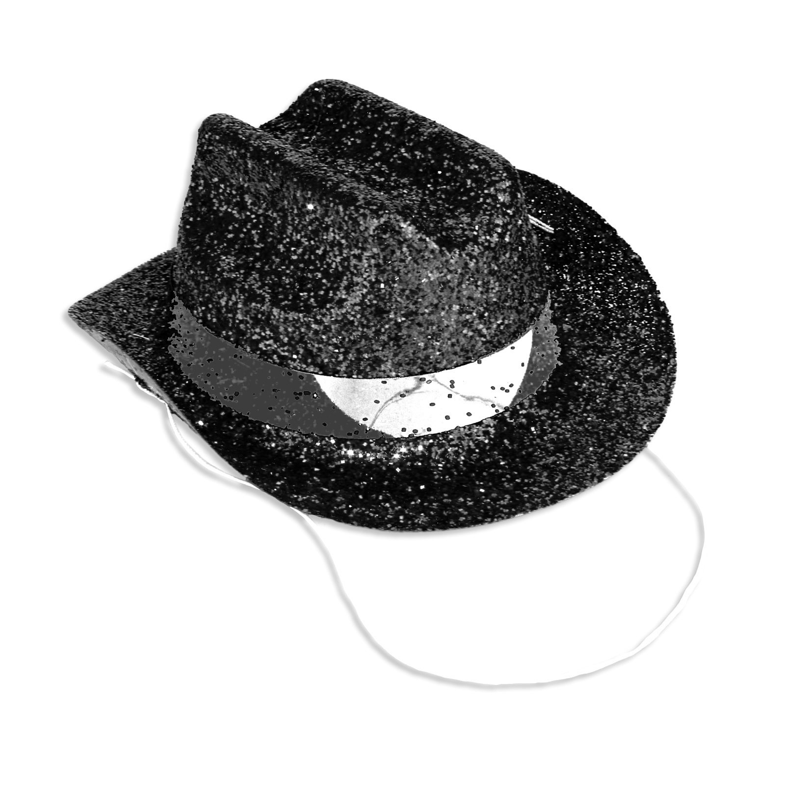 Mini Black Glitter Plastic Cowboy Hat Western Themed Party Supplies