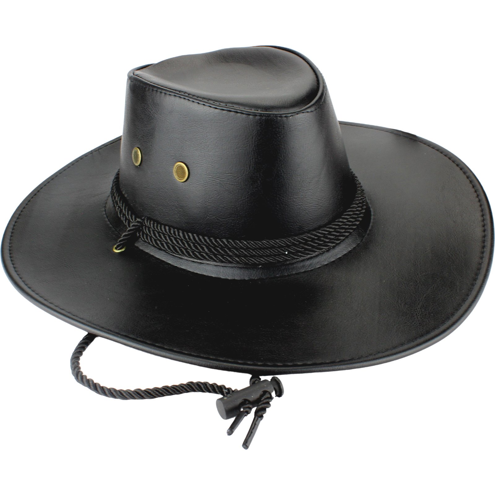 Adult Black Faux Leather Cowboy Hat