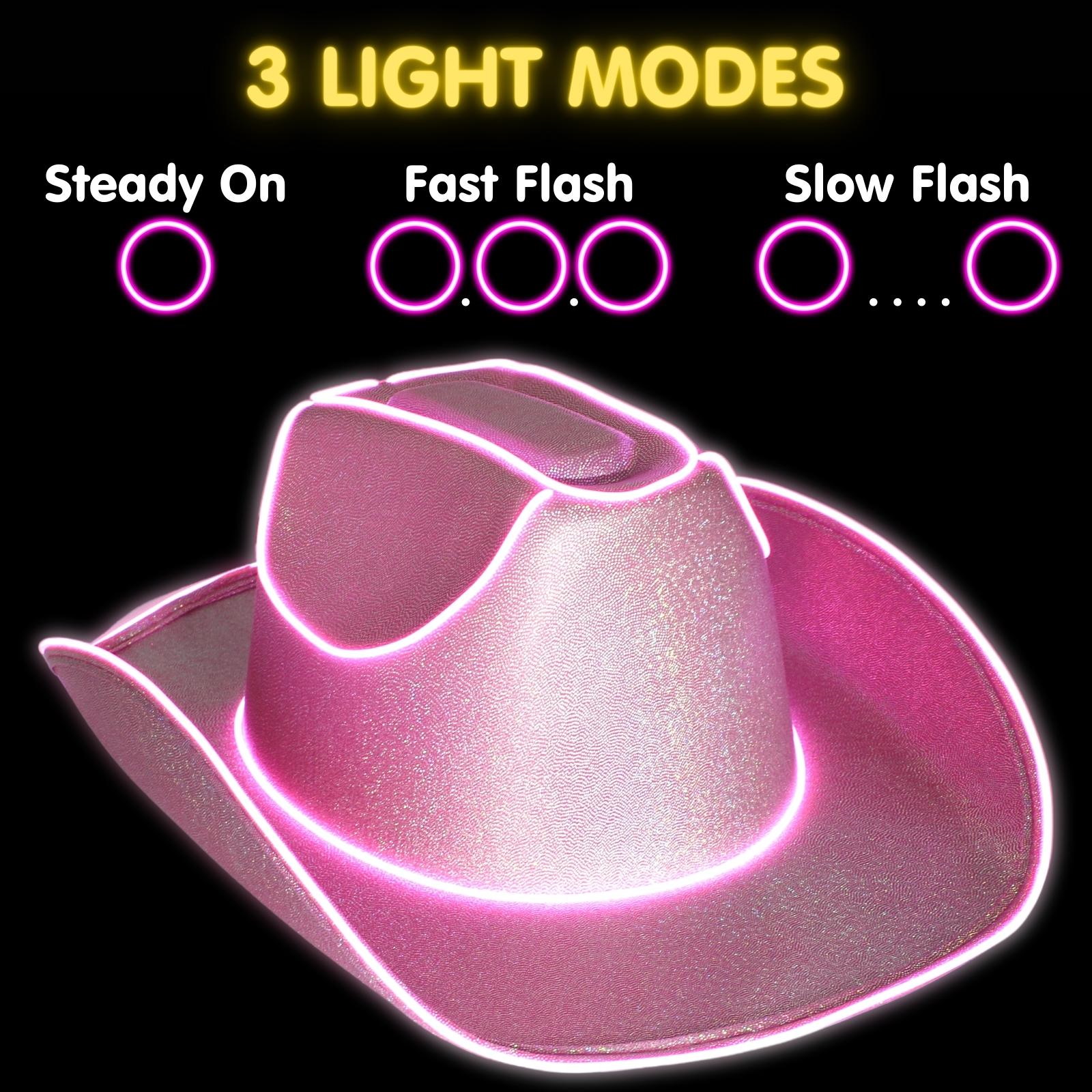 Light Up Pink Adult Cowboy Hat Western Themed Party Supplies