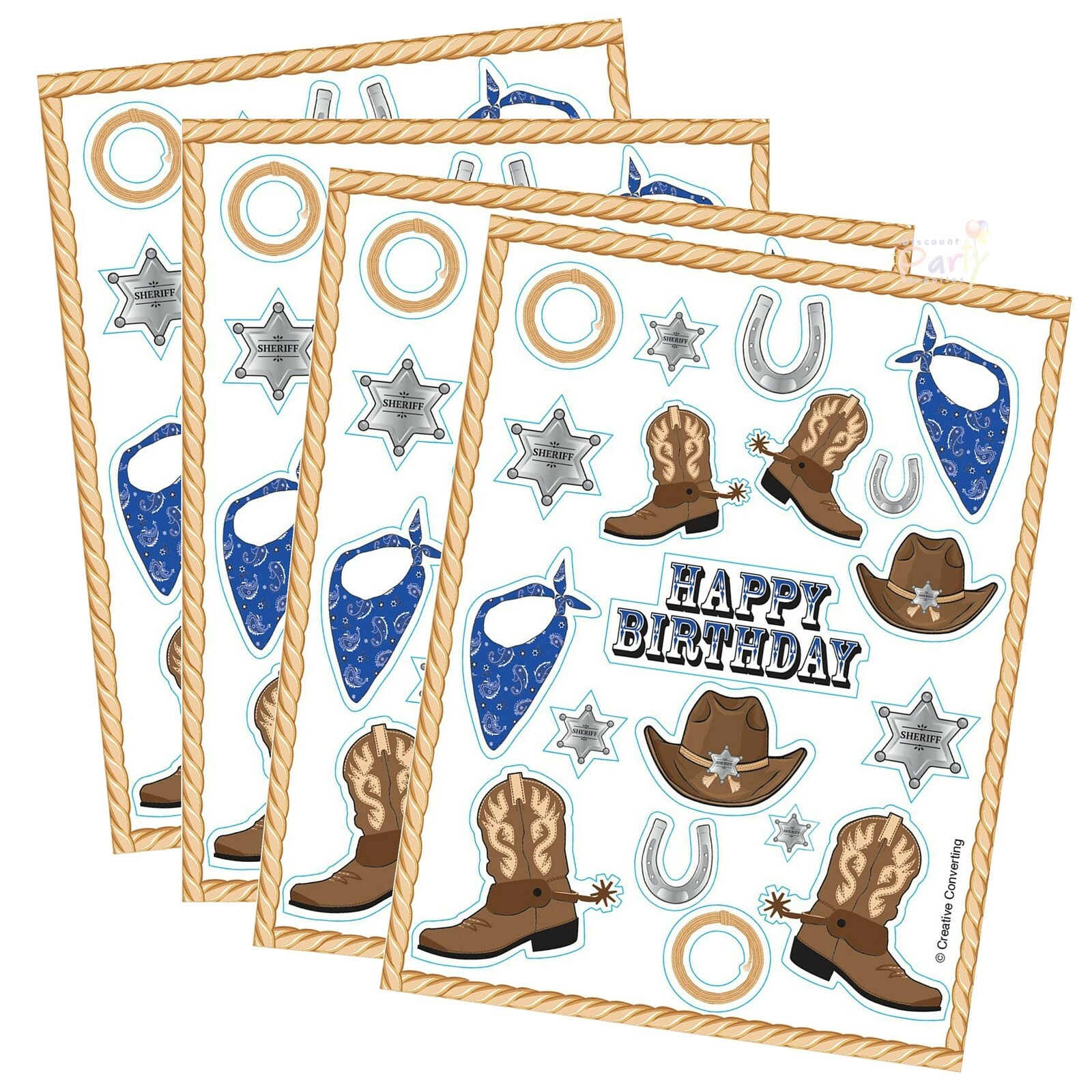 Blue Bandana Cowboy Stickers (4 Sheets)
